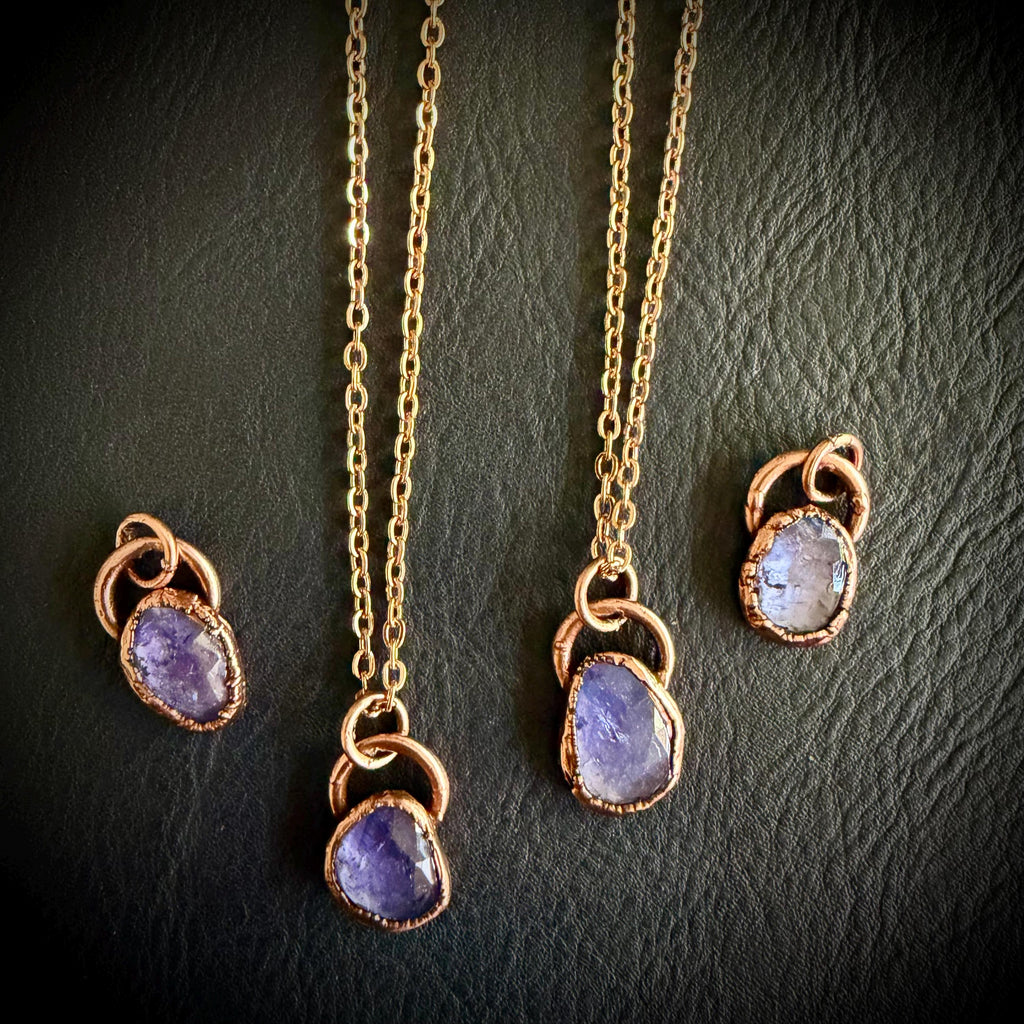 Electroformed Tanzanite Rose Cut Crystal Necklace __etsy:7365860842