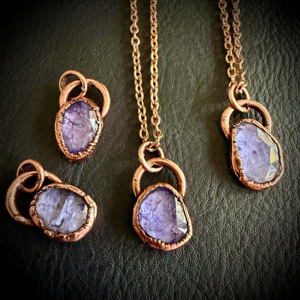 Electroformed Tanzanite Rose Cut Crystal Necklace __etsy:7365860840