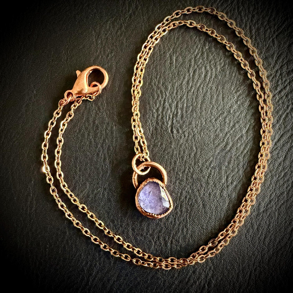 Electroformed Tanzanite Rose Cut Crystal Necklace __etsy:7365860850