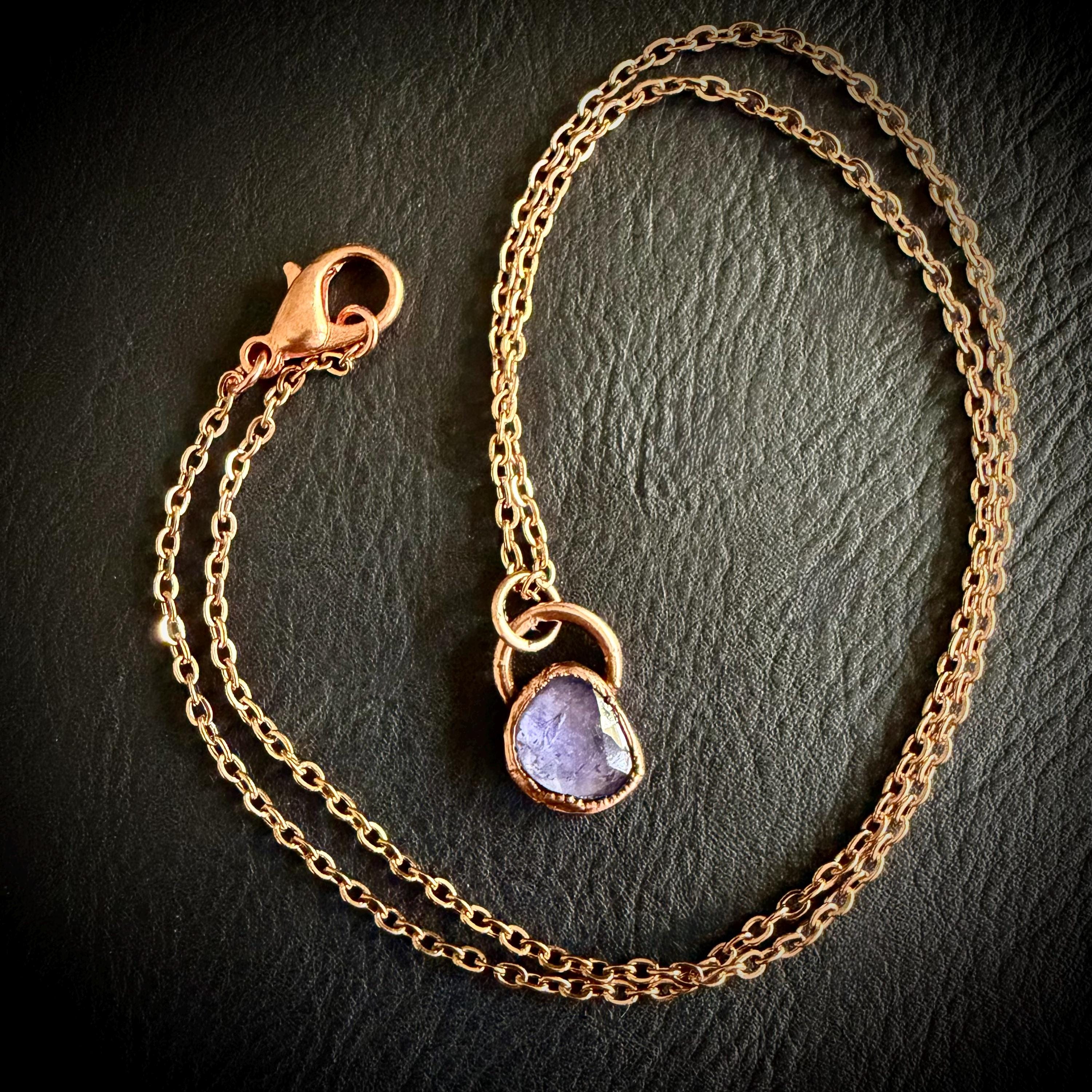 Electroformed Tanzanite Rose Cut Crystal Necklace __etsy:7365860850