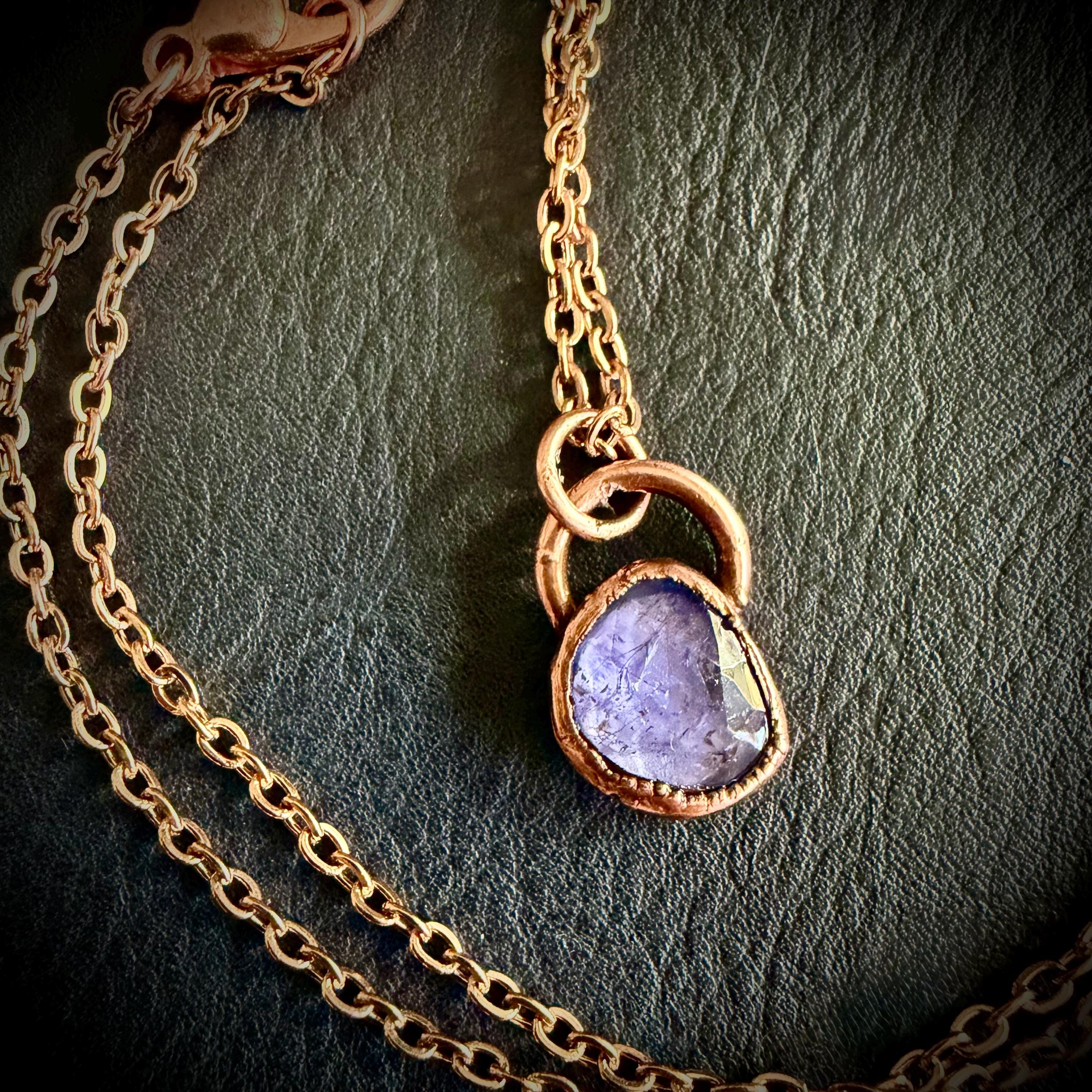 Electroformed Tanzanite Rose Cut Crystal Necklace __etsy:7413774739