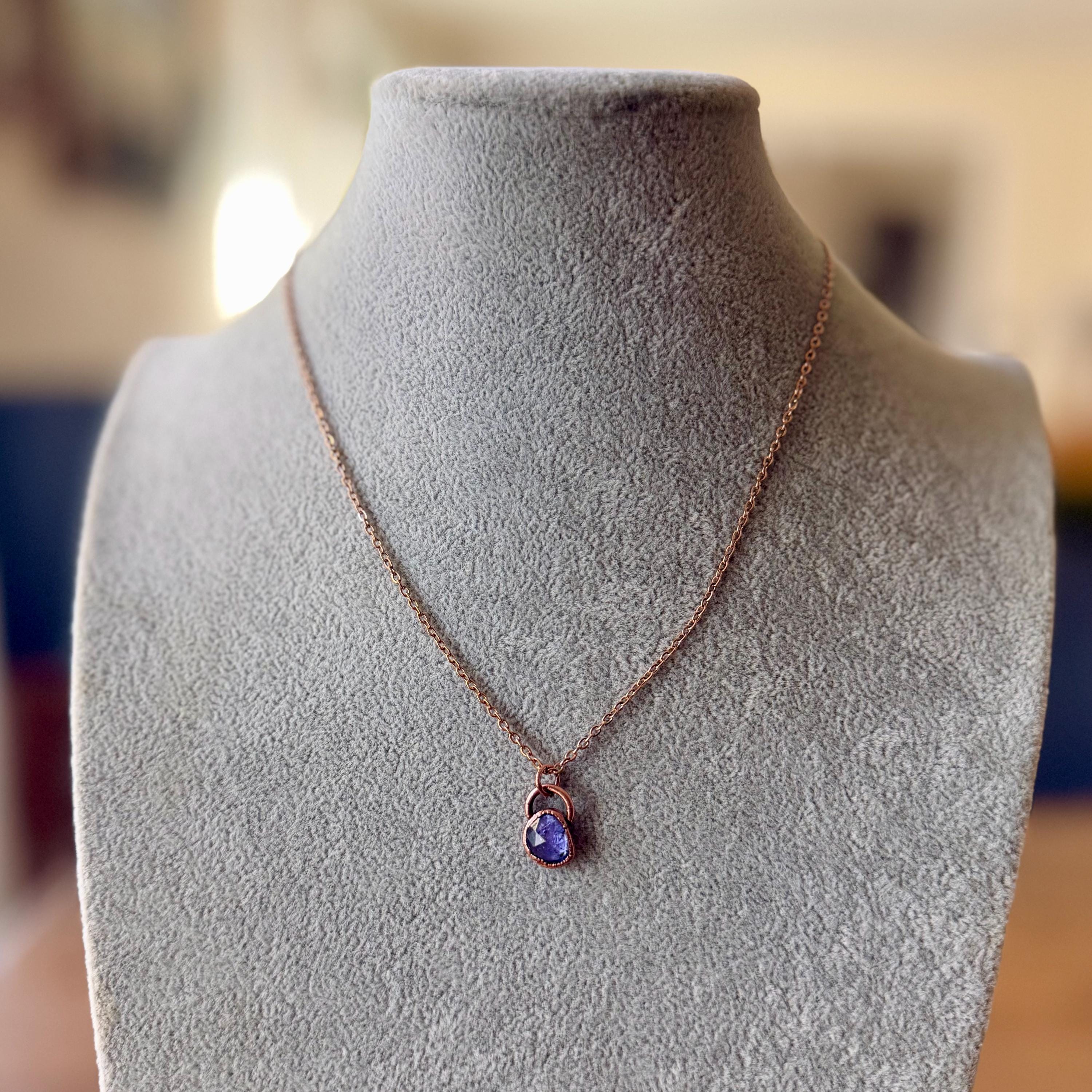 Electroformed Tanzanite Rose Cut Crystal Necklace __etsy:7365861492