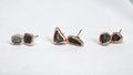 Jade Earrings / Birthstone August Earrings / Simple Copper Studs / Electroformed Jewelry