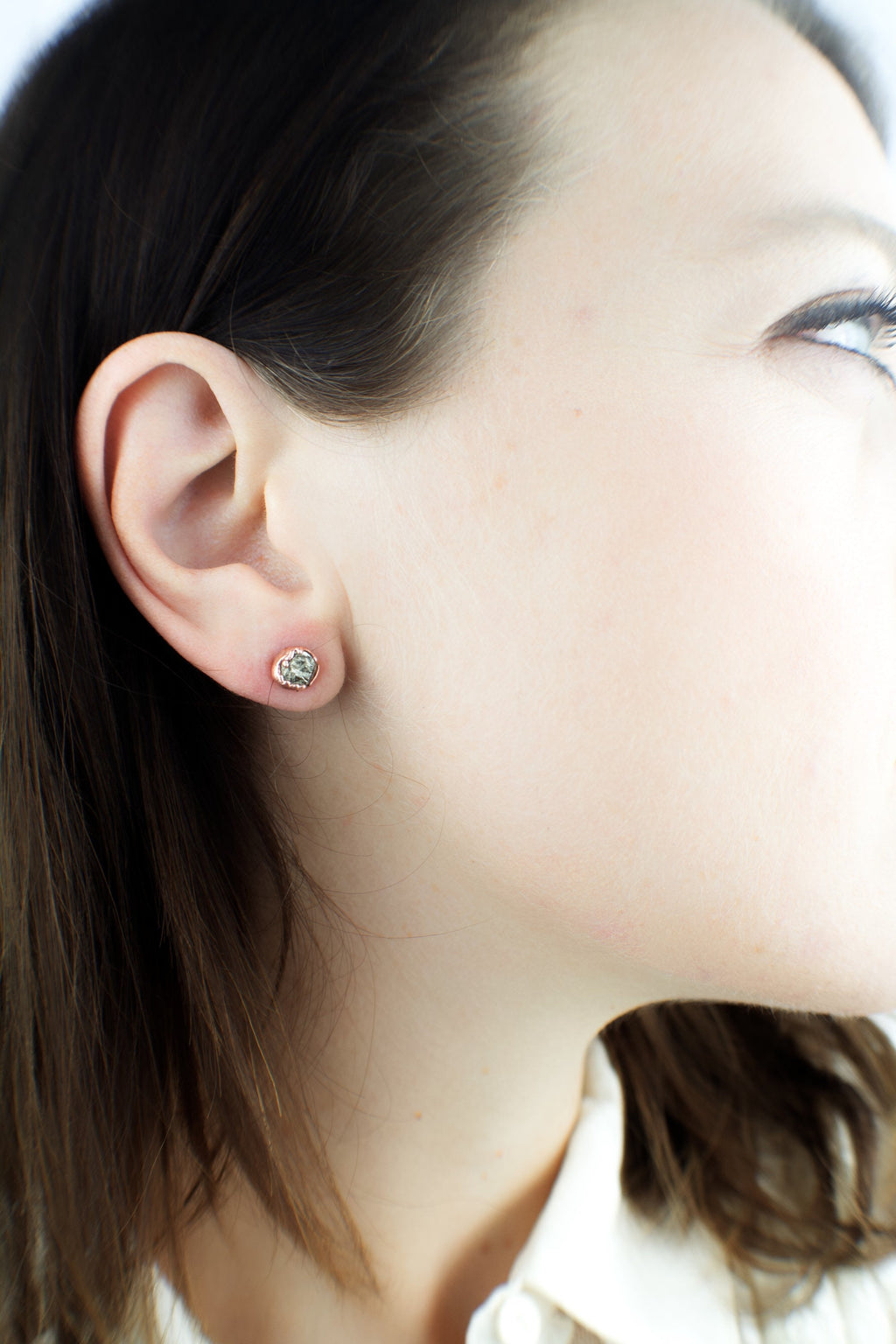 Raw Pyrite Copper Stud Earrings / Copper Studs / Electroformed Jewelry