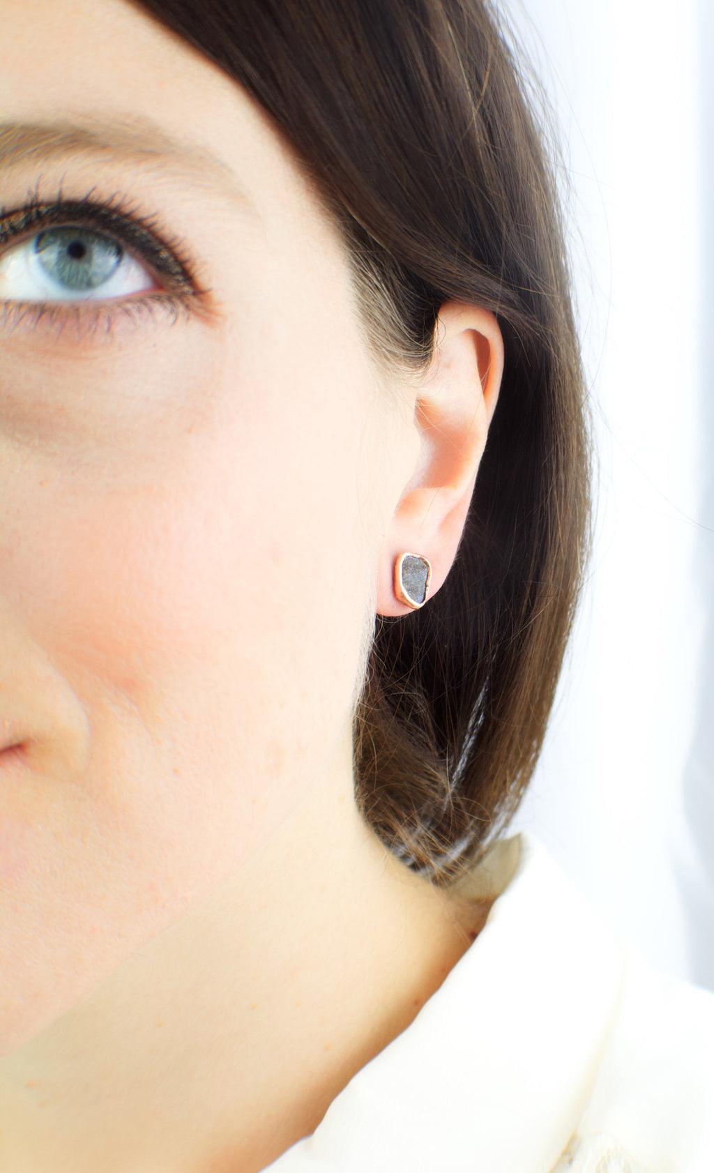 Lapis Lazuli Earrings / September Birthstone Earrings / Simple Copper Studs / Electroformed Jewelry