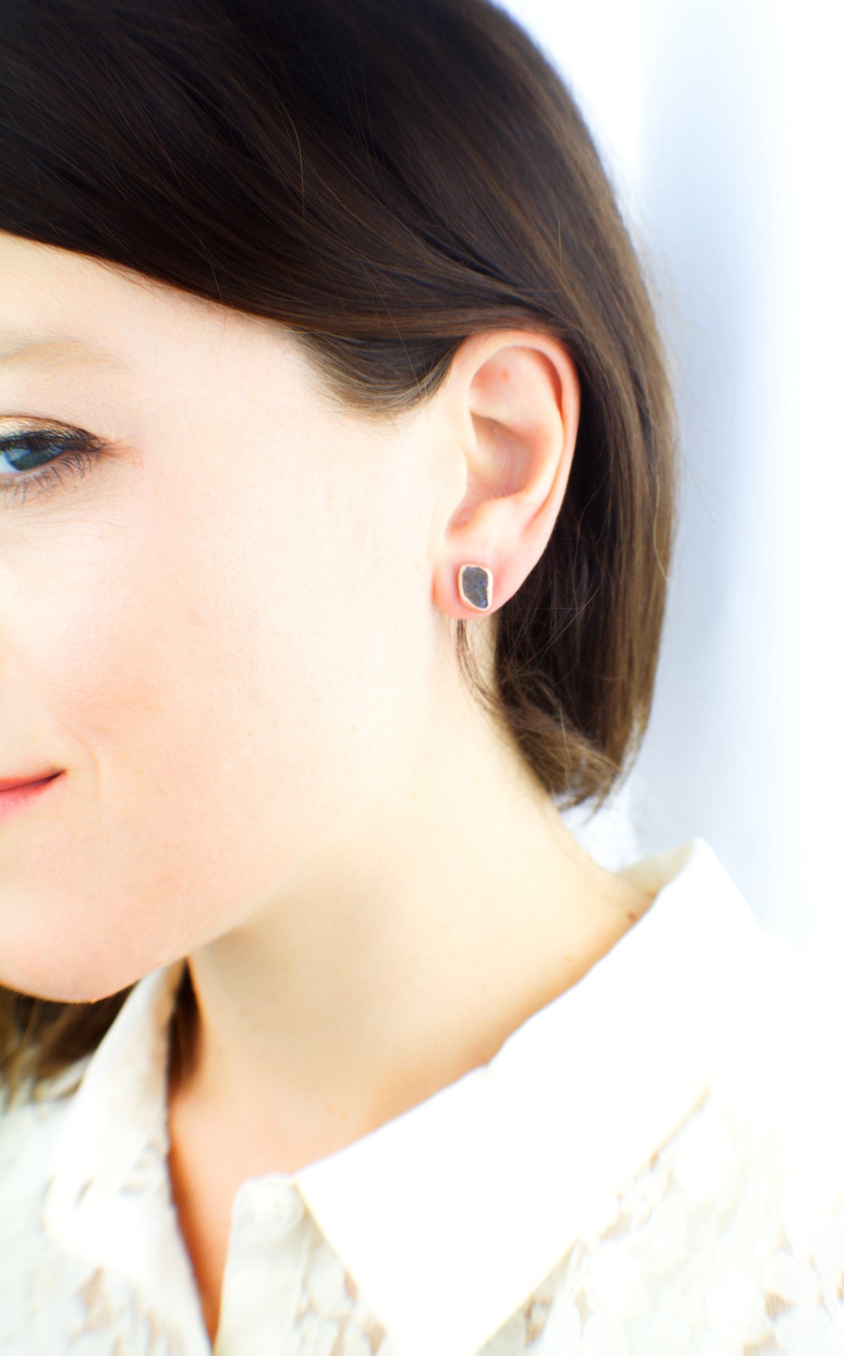 Electroformed Copper Blue Apatite Stud Earrings: Hypoallergenic __etsy:3075145734