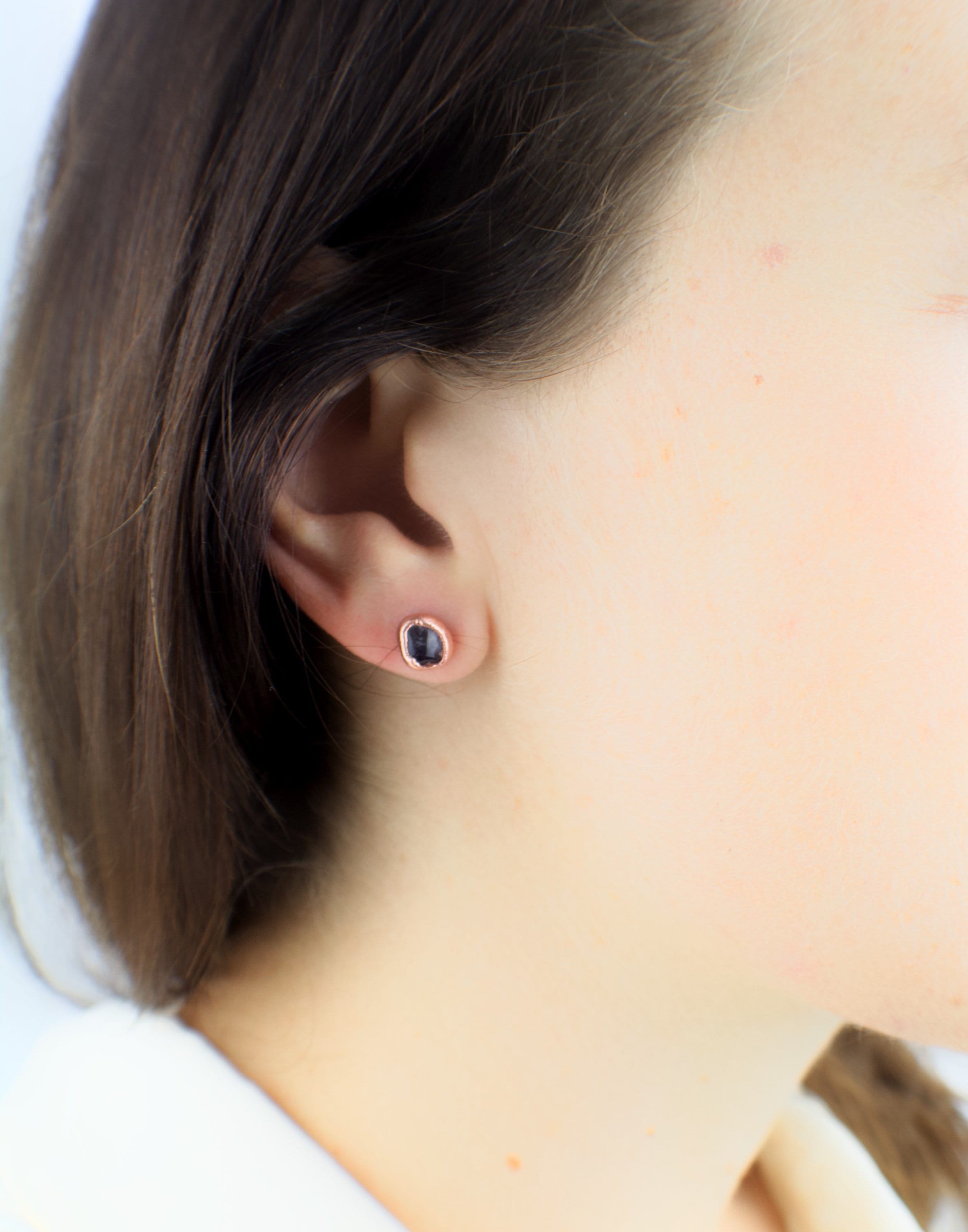 Electroformed Copper Amethyst Earrings, February Birthstone