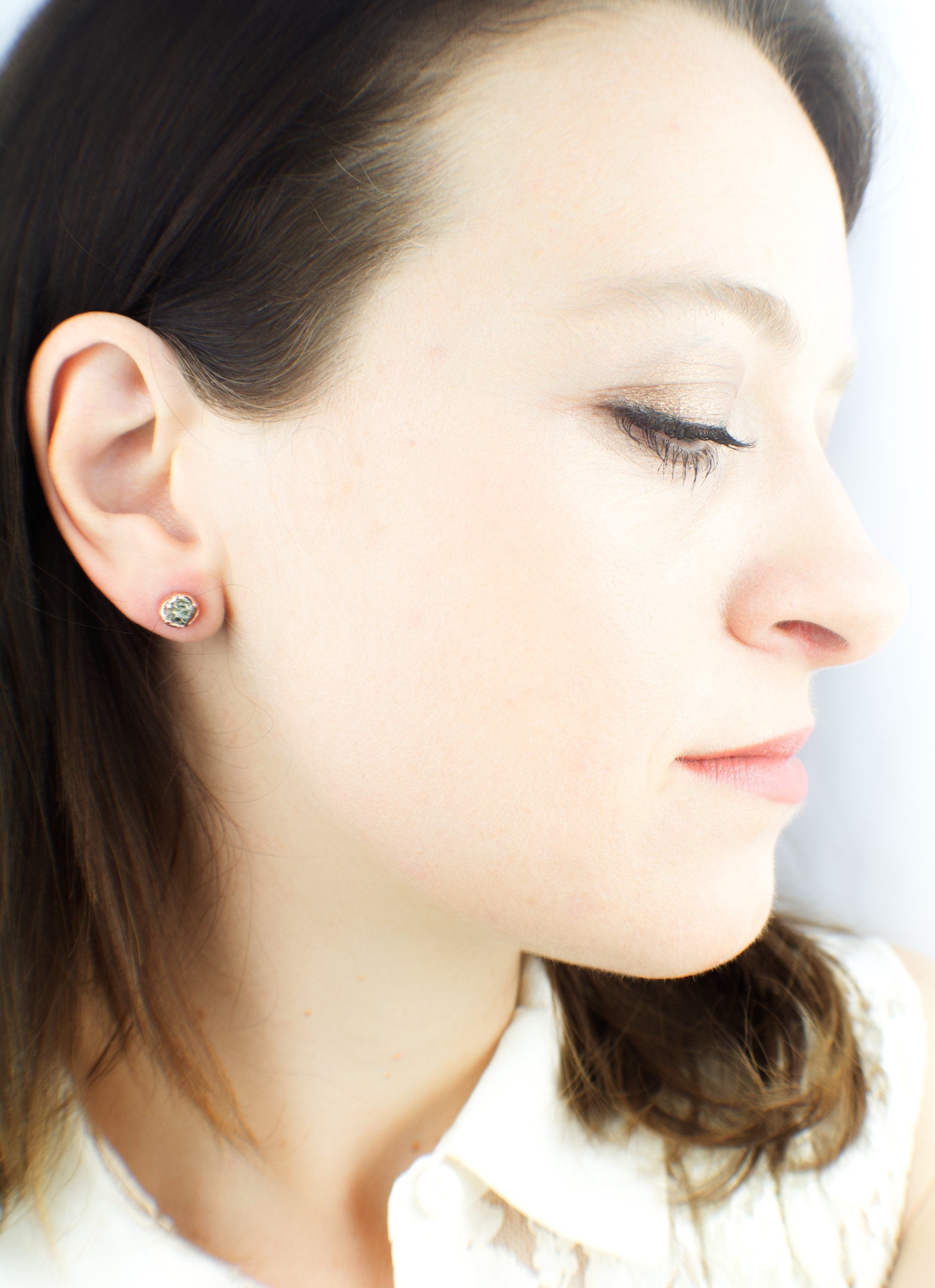 Raw Pyrite Copper Stud Earrings / Copper Studs / Electroformed Jewelry