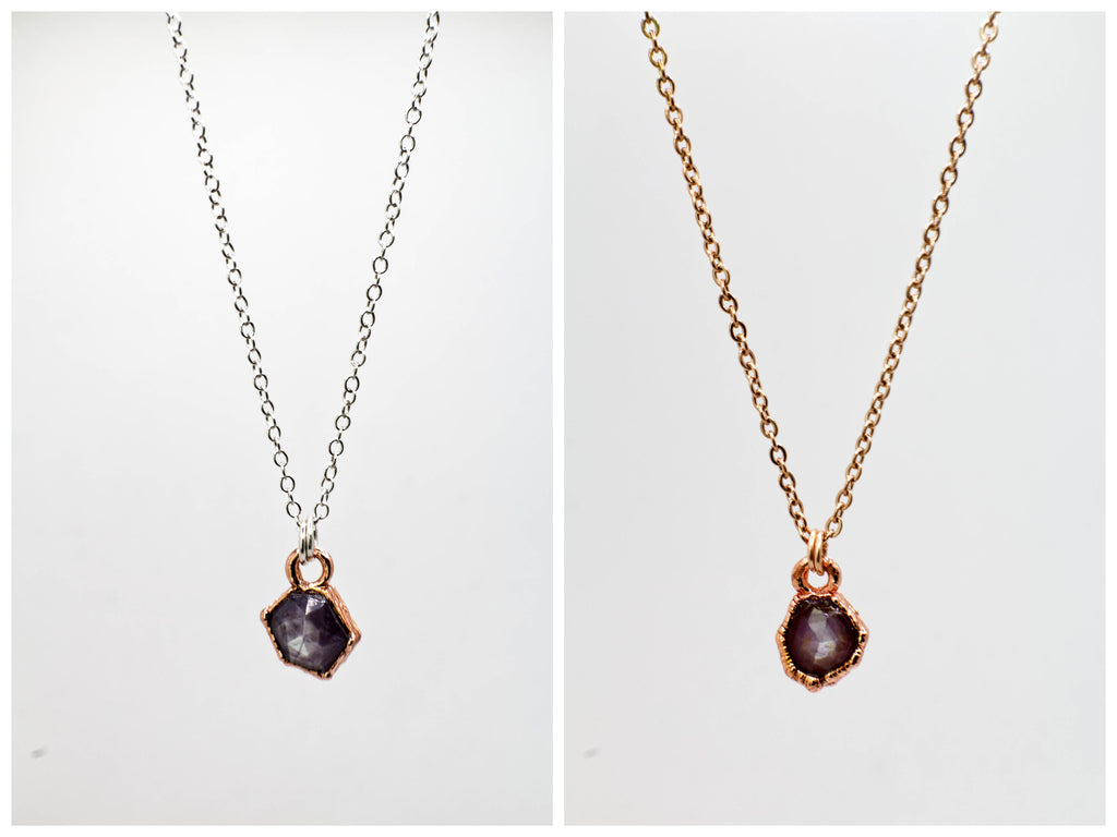 Ruby Necklace / July Birthstone / Dainty Hexagonal Necklace / Electroformed Jewelry