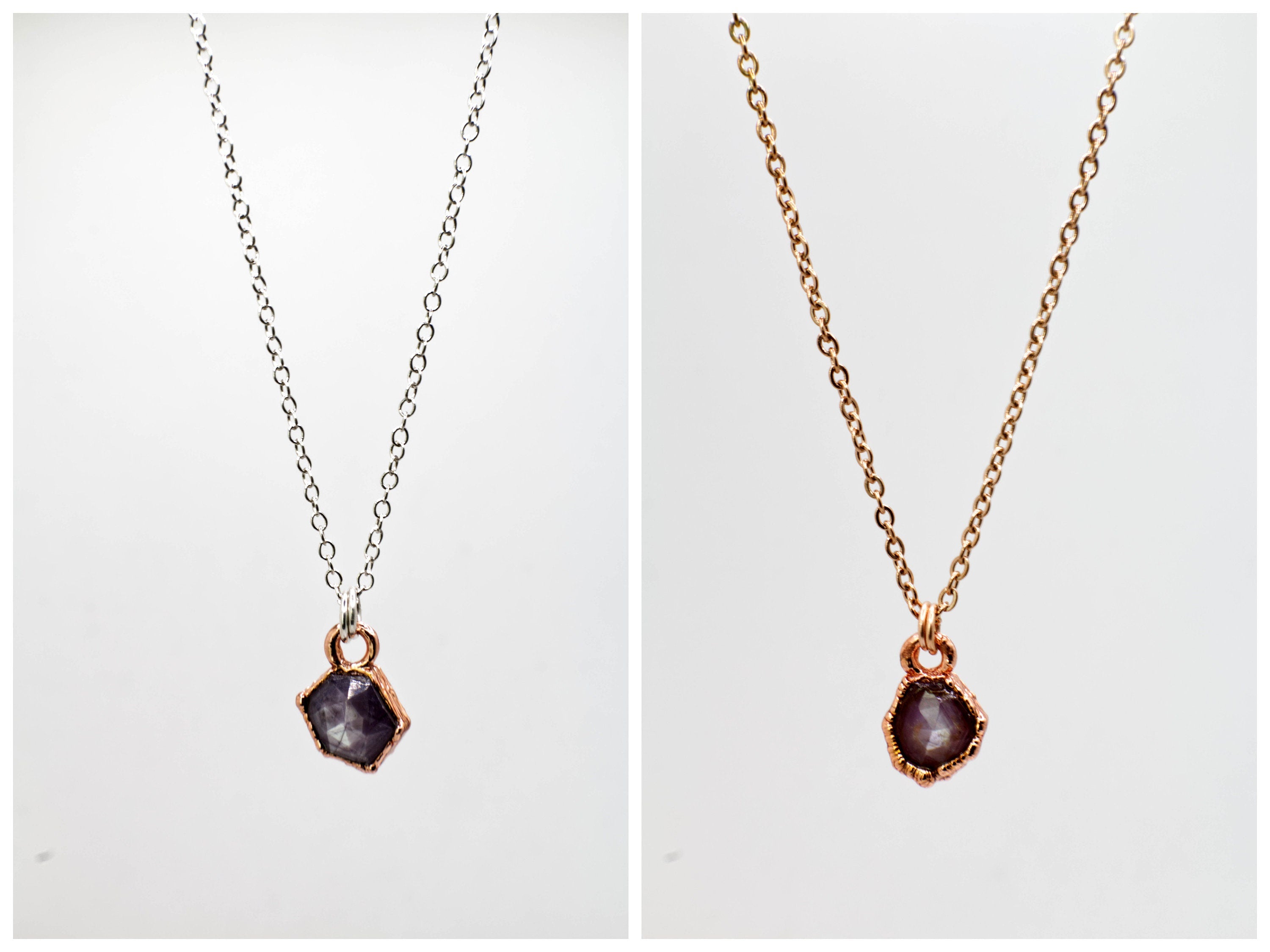 Ruby Necklace / July Birthstone / Dainty Hexagonal Necklace / Electroformed Jewelry