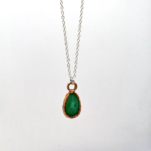 Chrysoprase Necklace / Dainty Crystal Necklace / Green Stone / Electroformed Jewelry