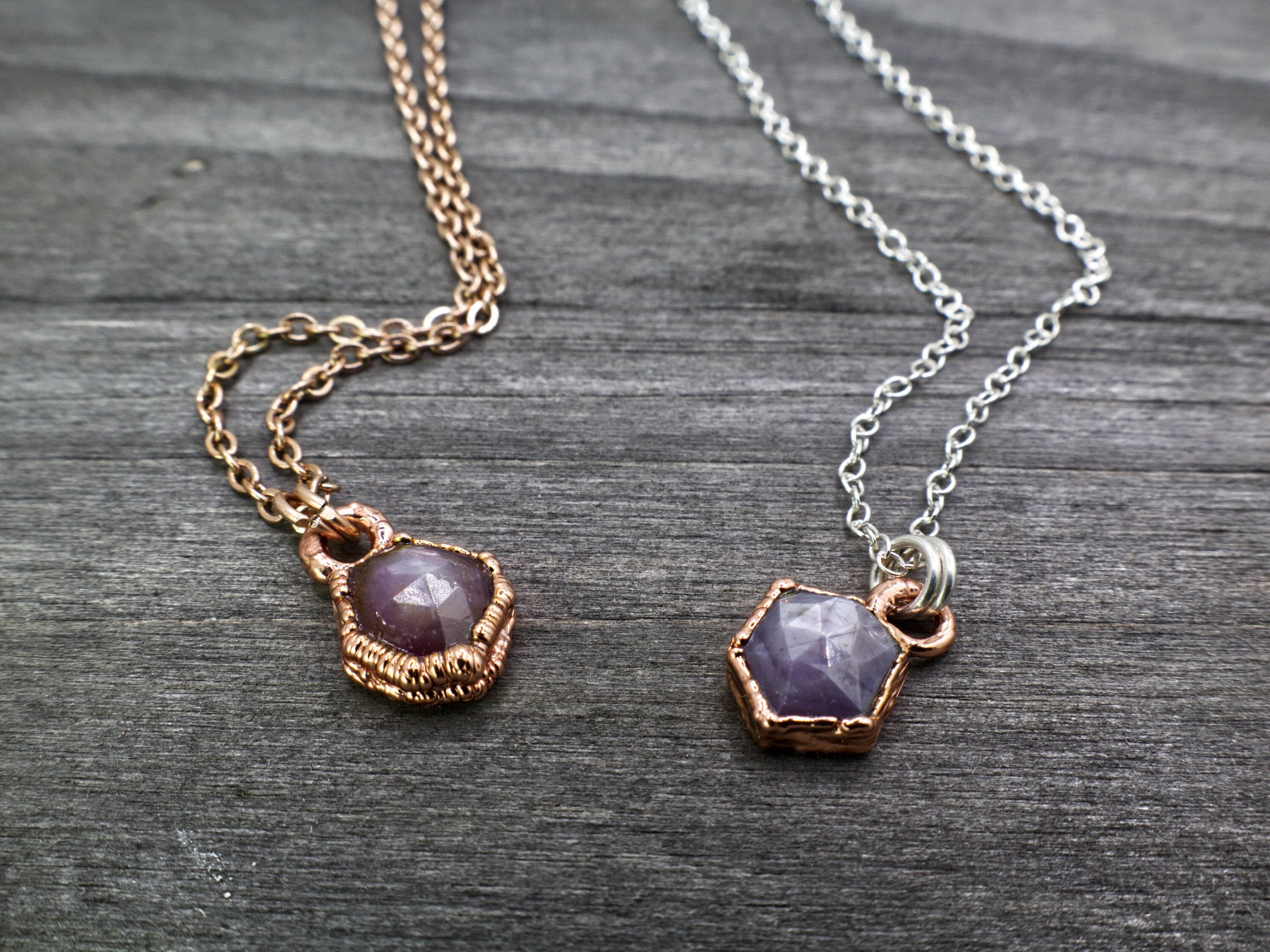 Ruby Necklace / July Birthstone / Dainty Hexagonal Necklace / Electroformed Jewelry