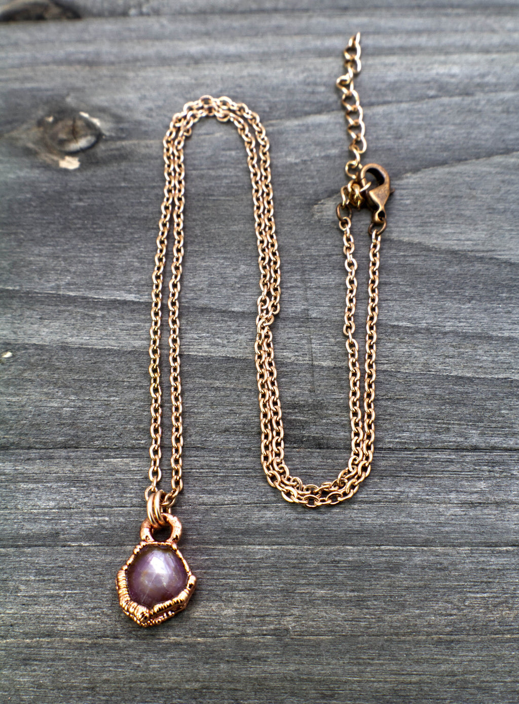 Ruby Necklace / July Birthstone / Dainty Hexagonal Necklace / Electroformed Jewelry