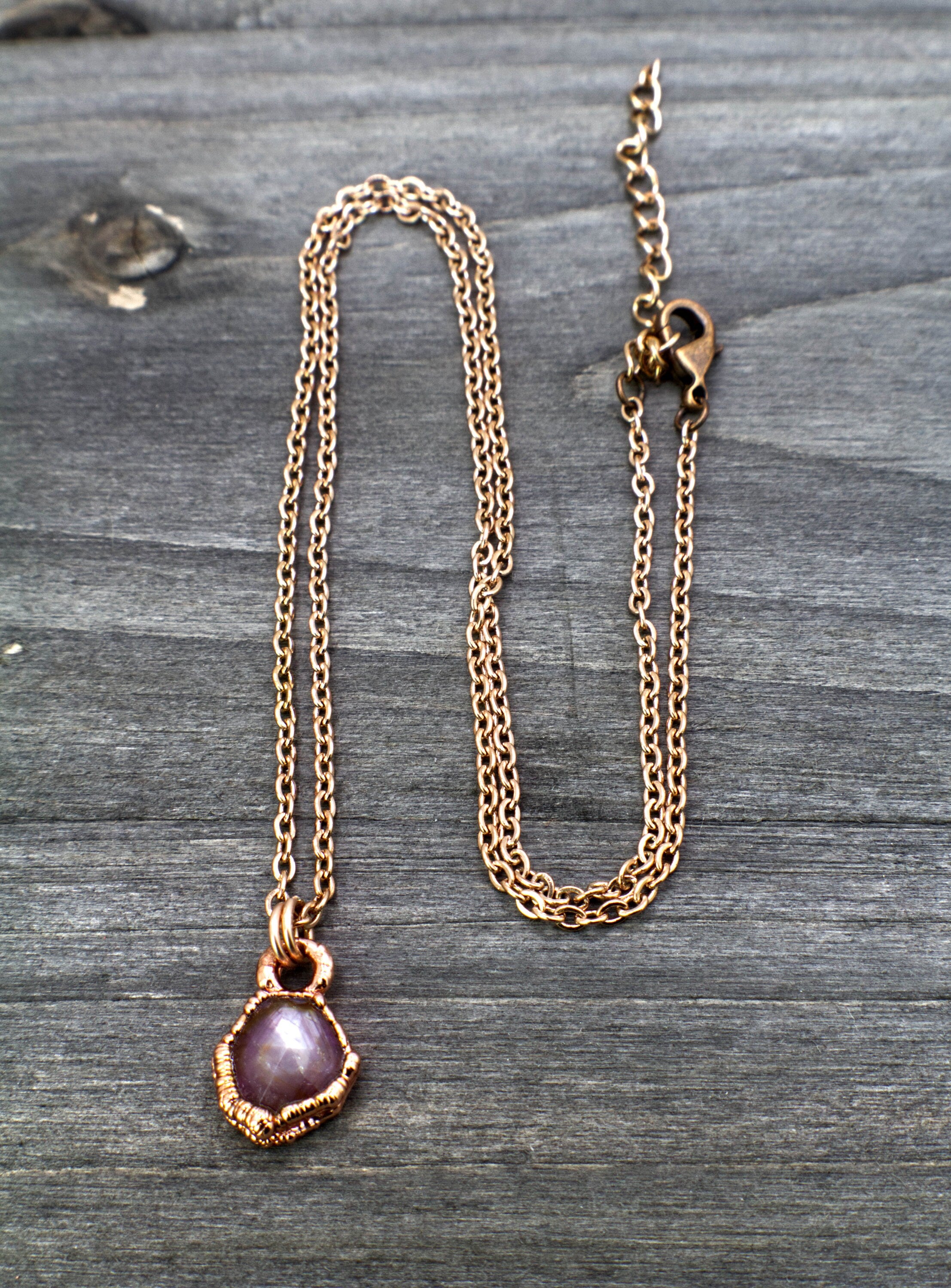 Ruby Necklace / July Birthstone / Dainty Hexagonal Necklace / Electroformed Jewelry