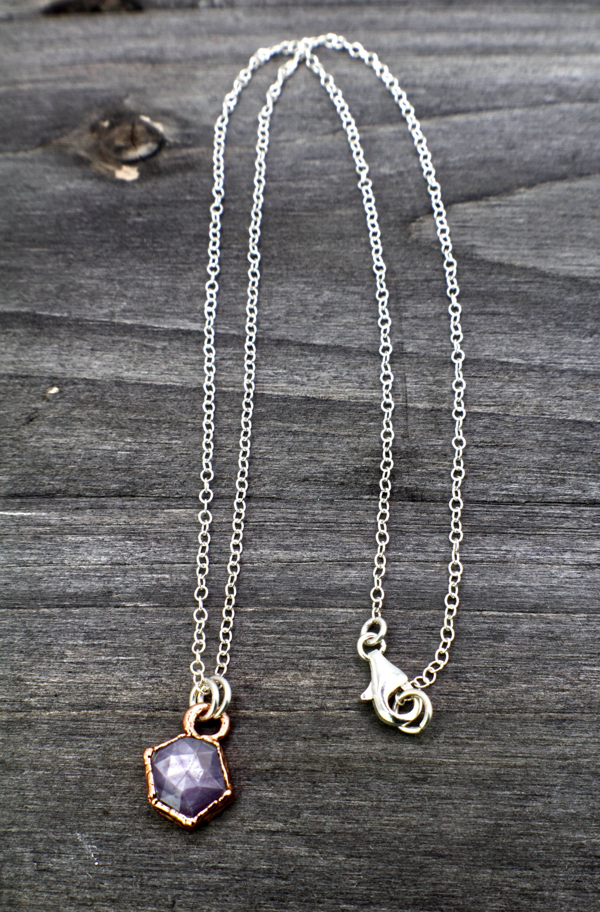 Ruby Necklace / July Birthstone / Dainty Hexagonal Necklace / Electroformed Jewelry