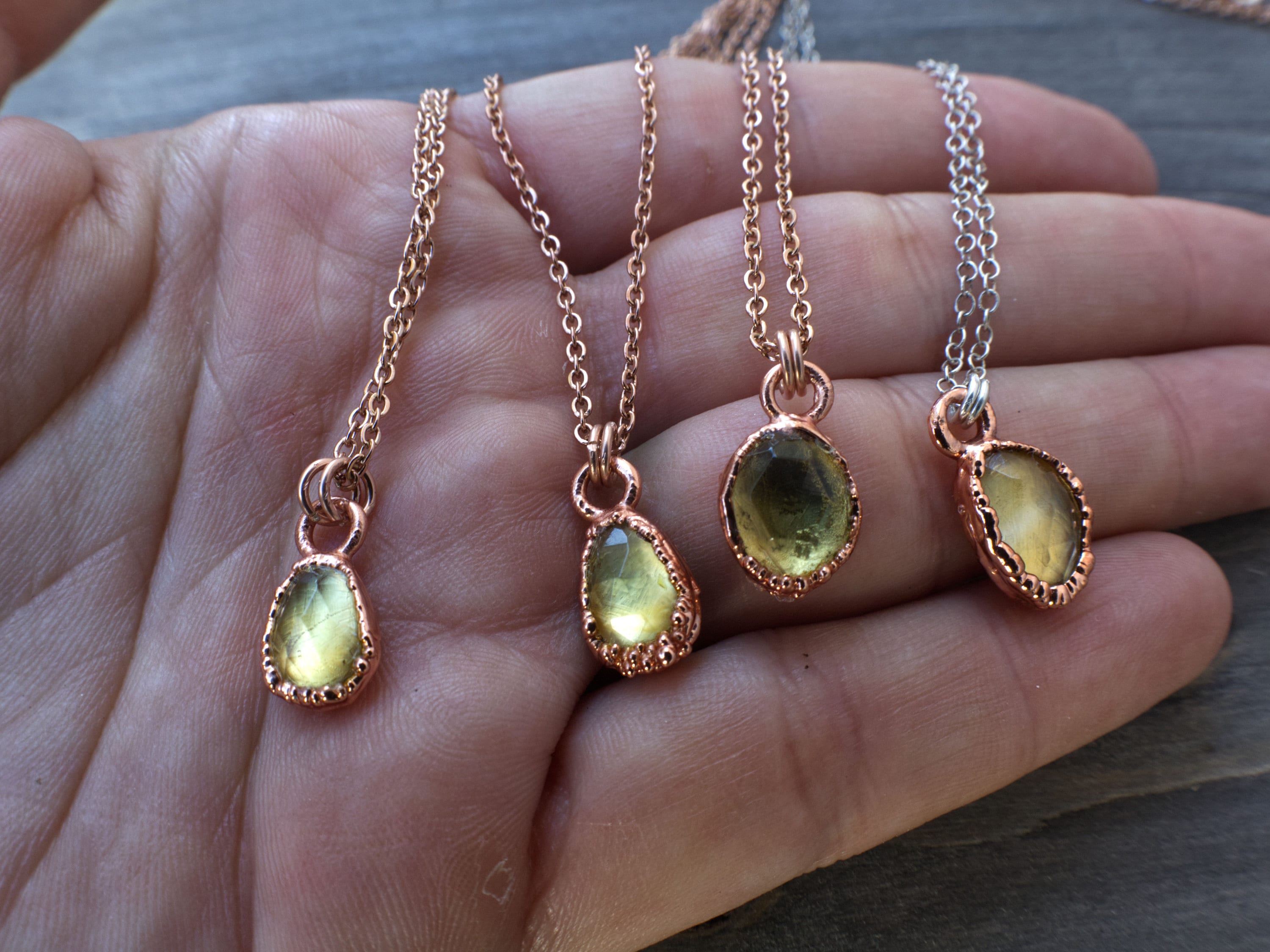 Citrine Necklace: Rose Cut Crystal, November Birthstone