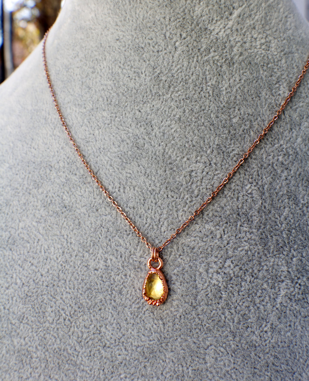 Citrine Necklace: Rose Cut Crystal, November Birthstone