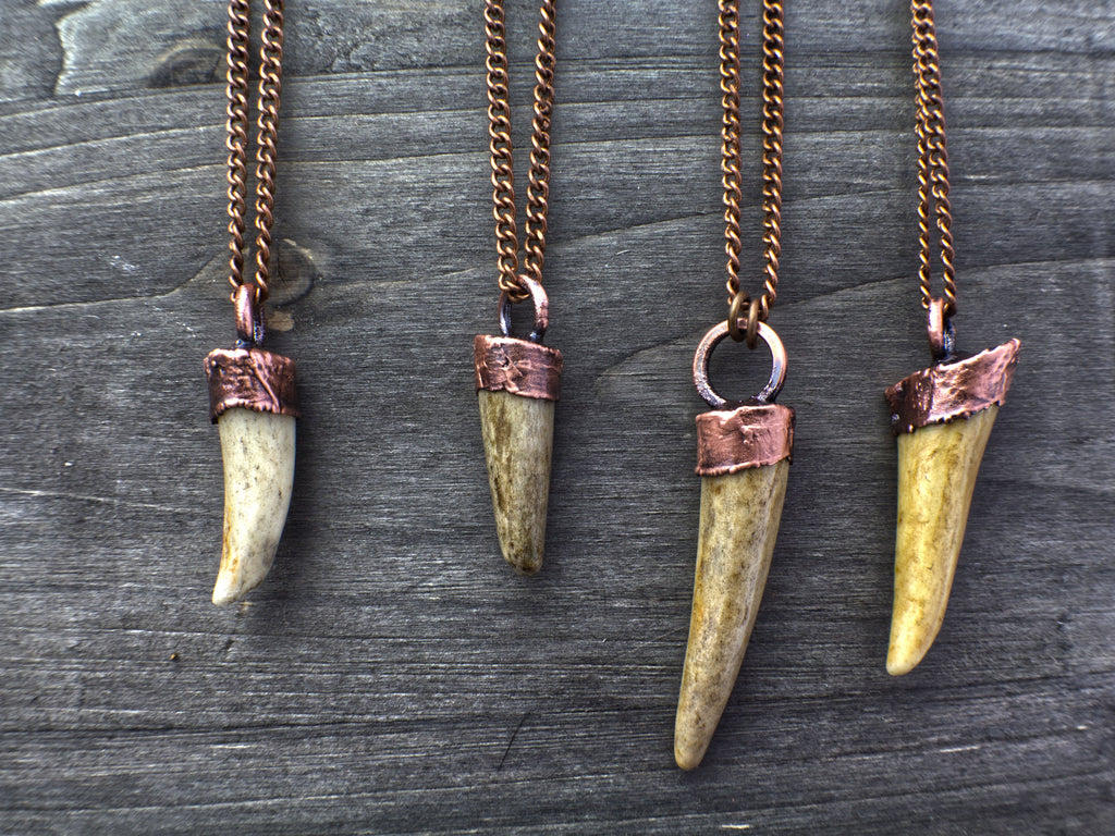 Electroformed Copper Deer Antler Necklace: Woodland Jewelry