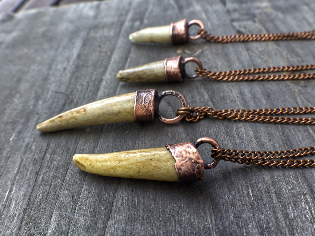 Electroformed Copper Deer Antler Necklace: Woodland Jewelry