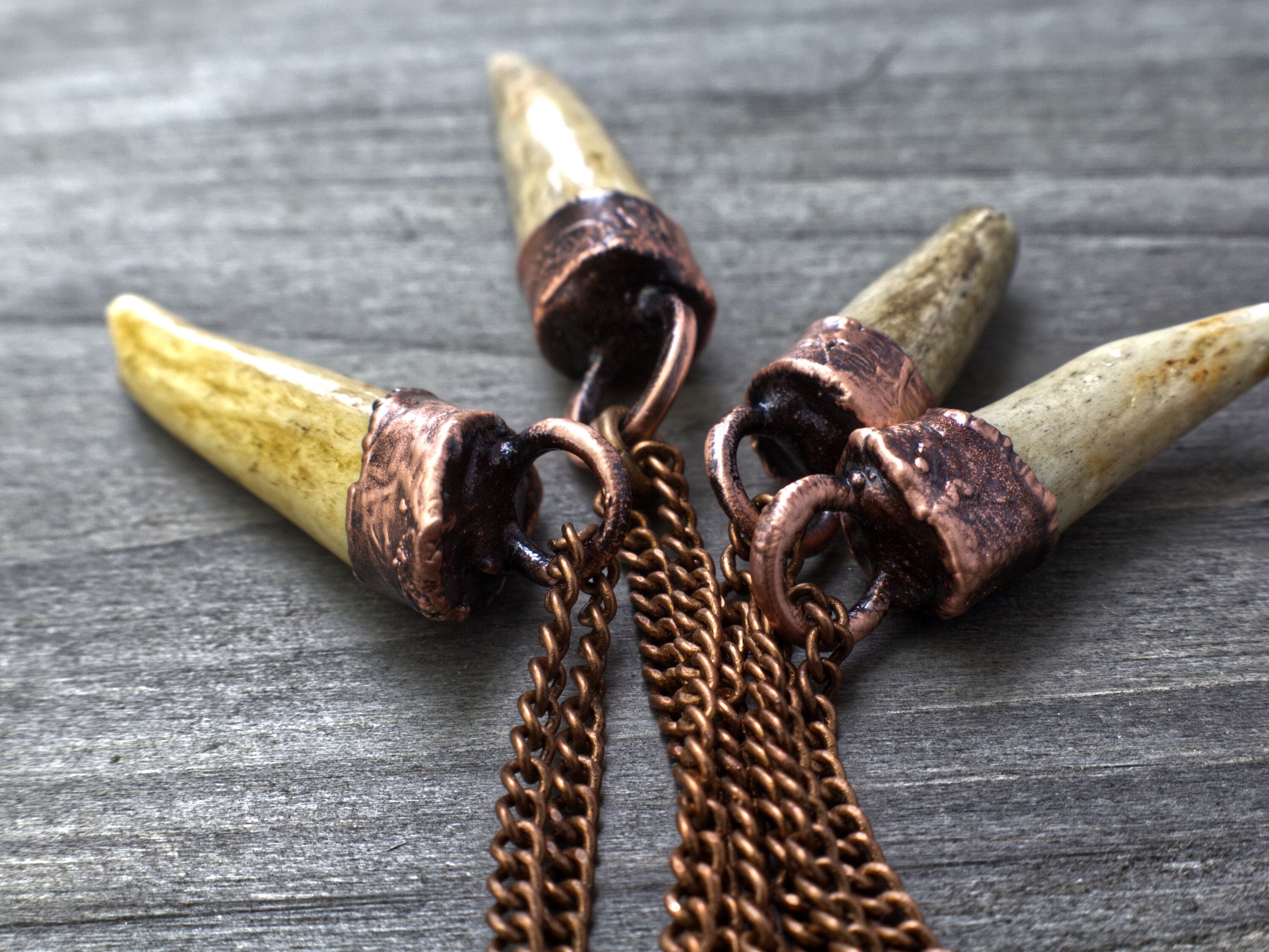 Electroformed Copper Deer Antler Necklace: Woodland Jewelry