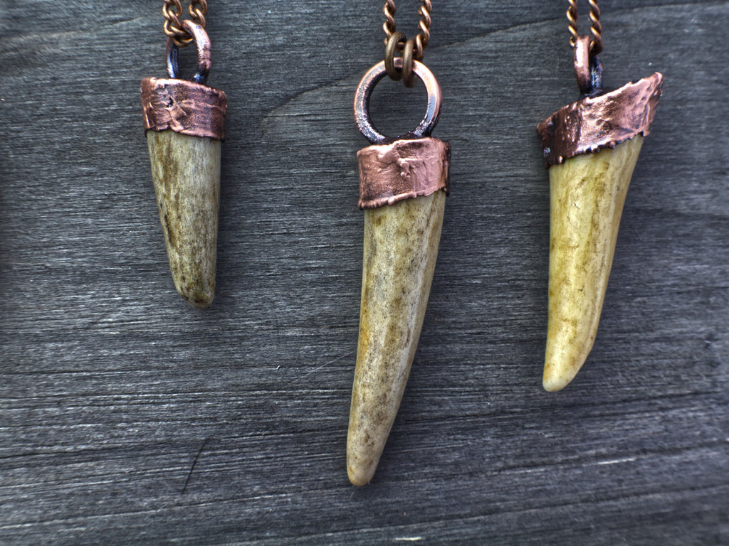 Electroformed Copper Deer Antler Necklace: Woodland Jewelry