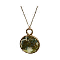 Indonesian Moss Agate Necklace: Electroformed Circle Stone Pendant