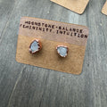Moonstone Stud Earrings: Electroformed Copper, June Birthstone