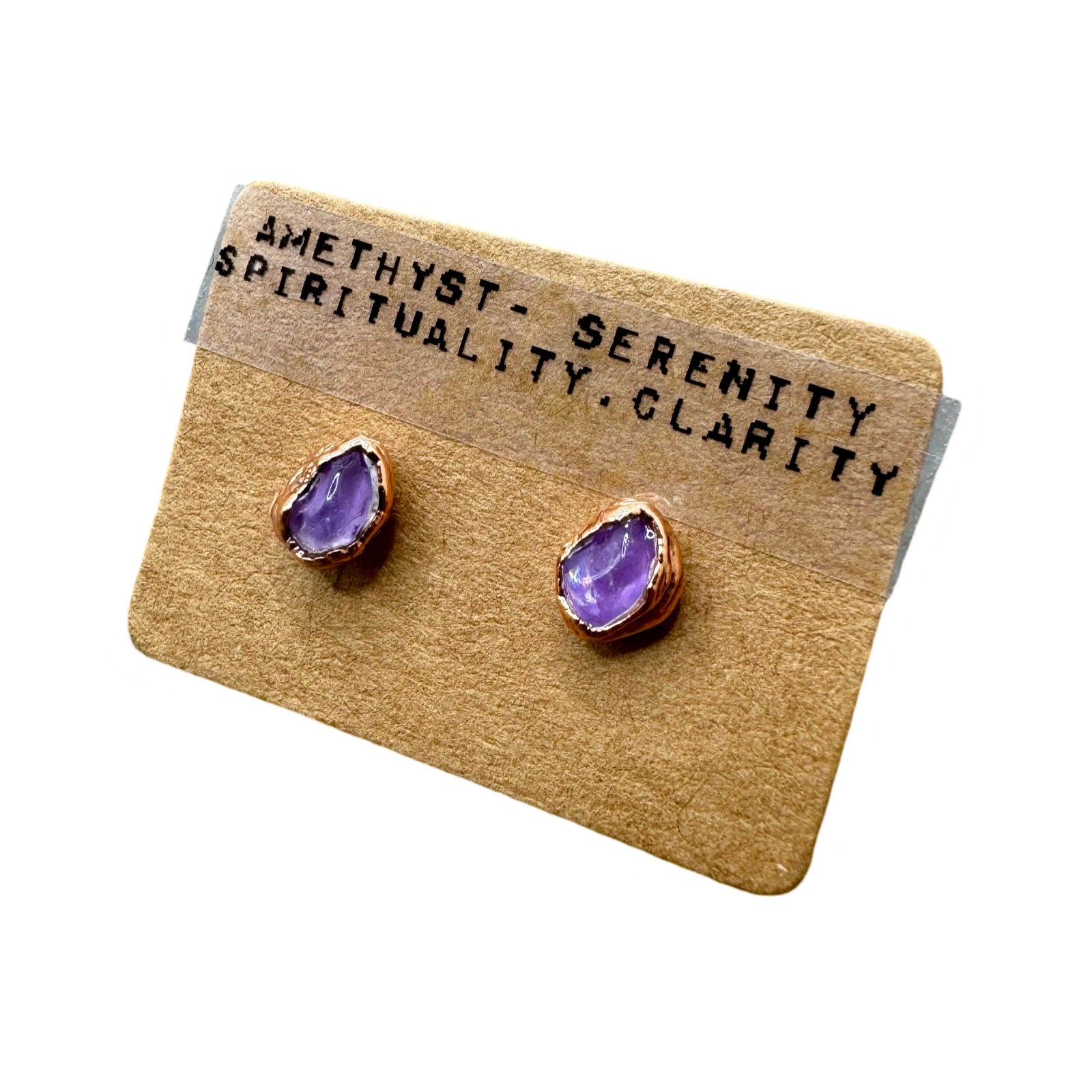 Electroformed Copper Amethyst Earrings, February Birthstone