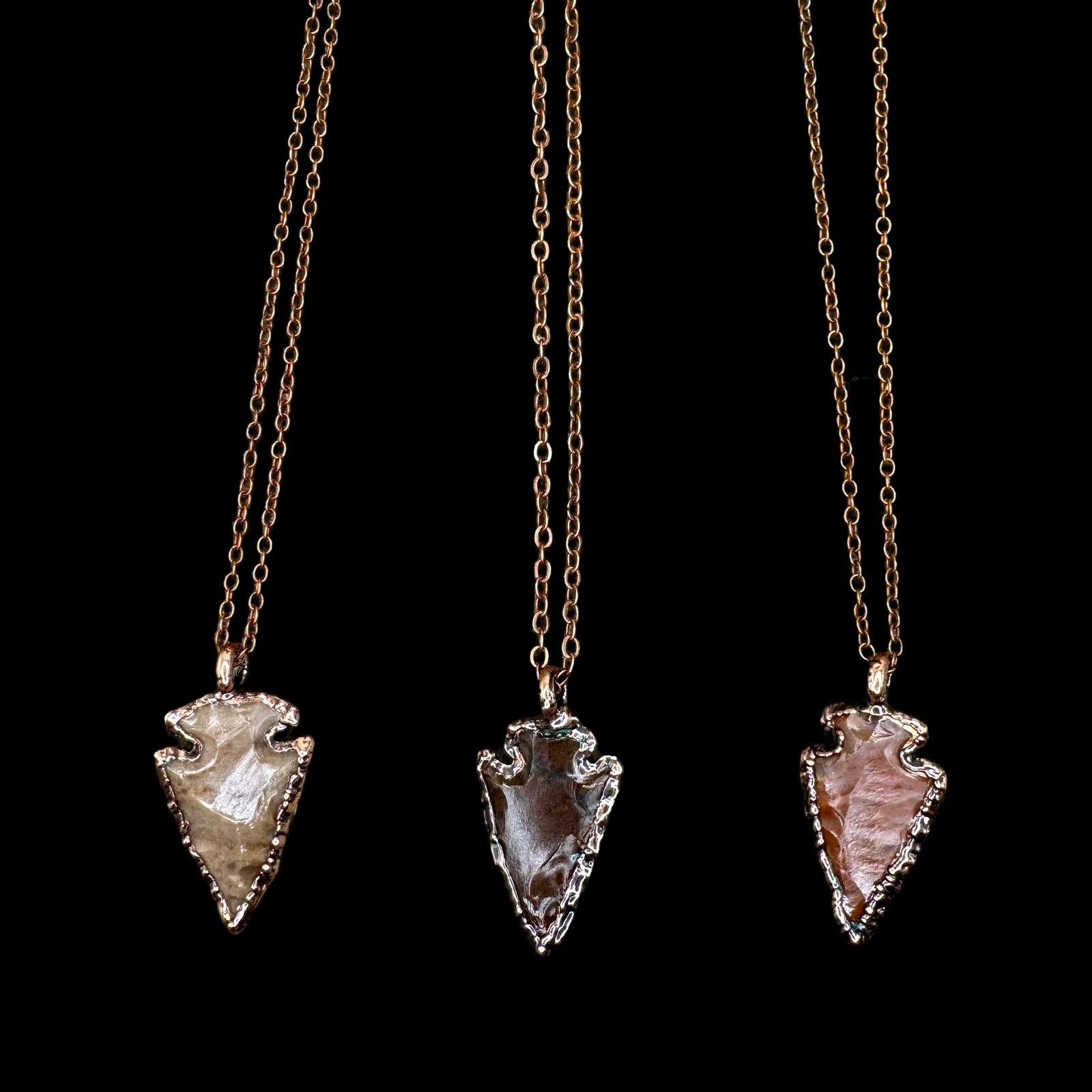 Raw Agate Arrowhead Necklace: Electroformed Copper Jewelry