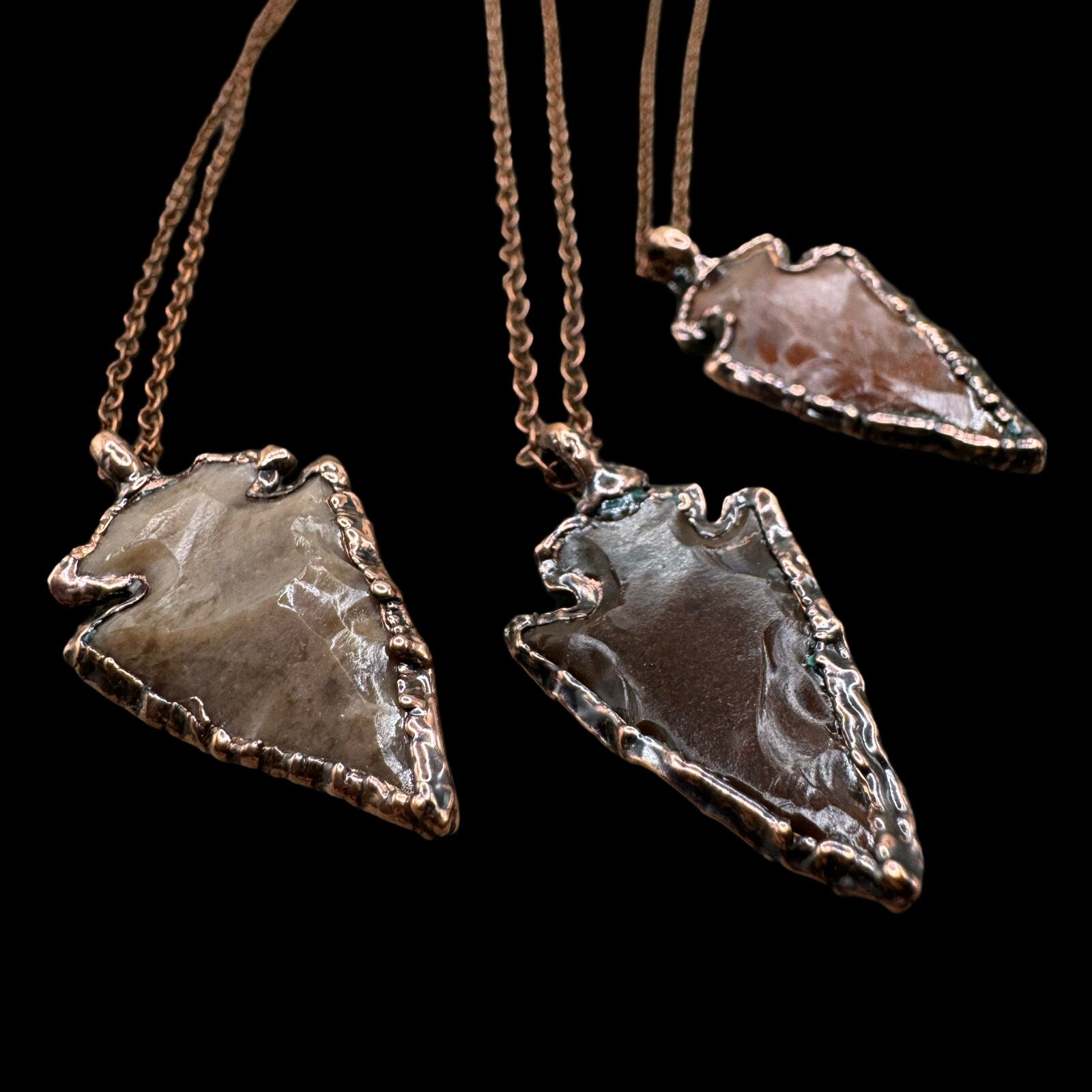 Raw Agate Arrowhead Necklace: Electroformed Copper Jewelry