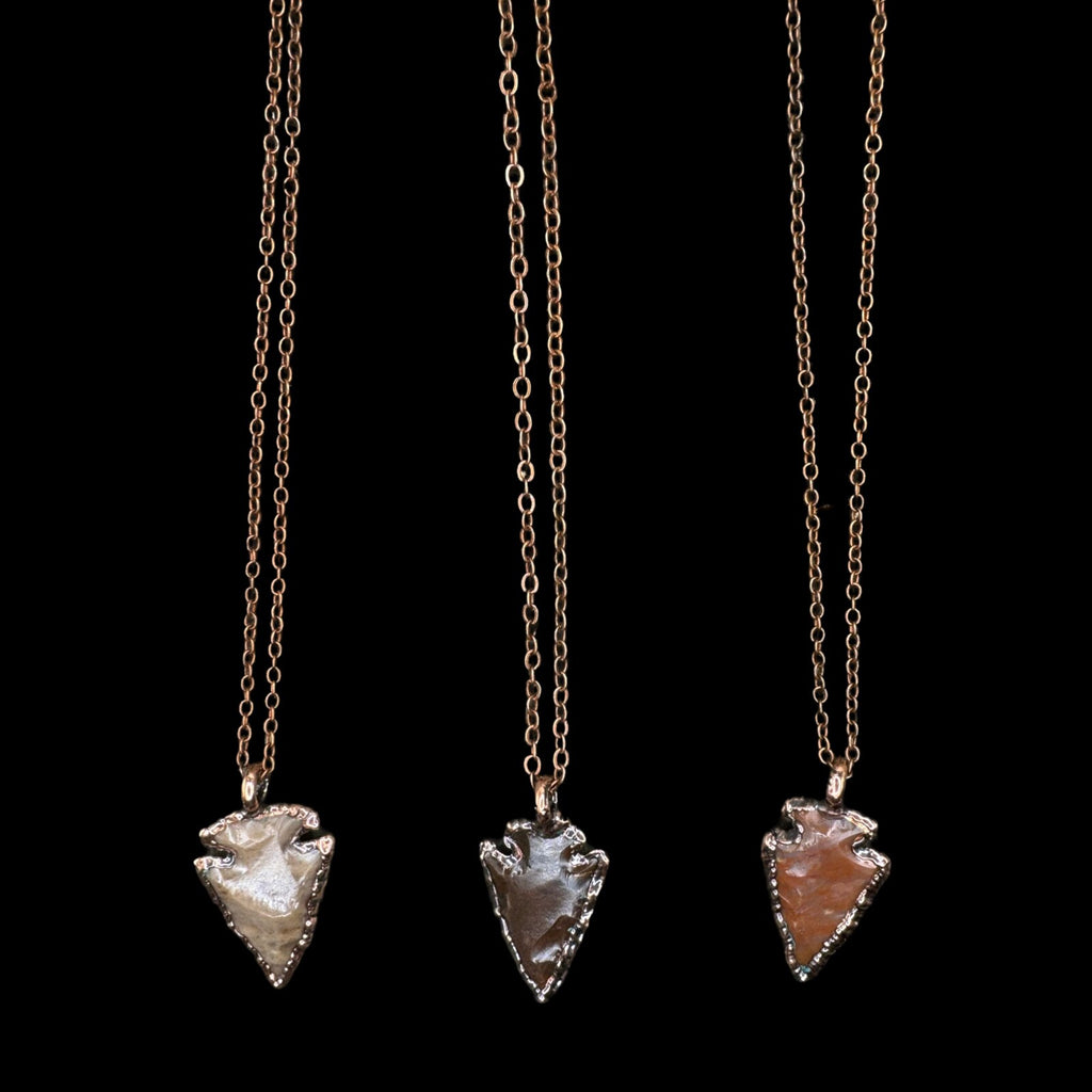 Raw Agate Arrowhead Necklace: Electroformed Copper Jewelry