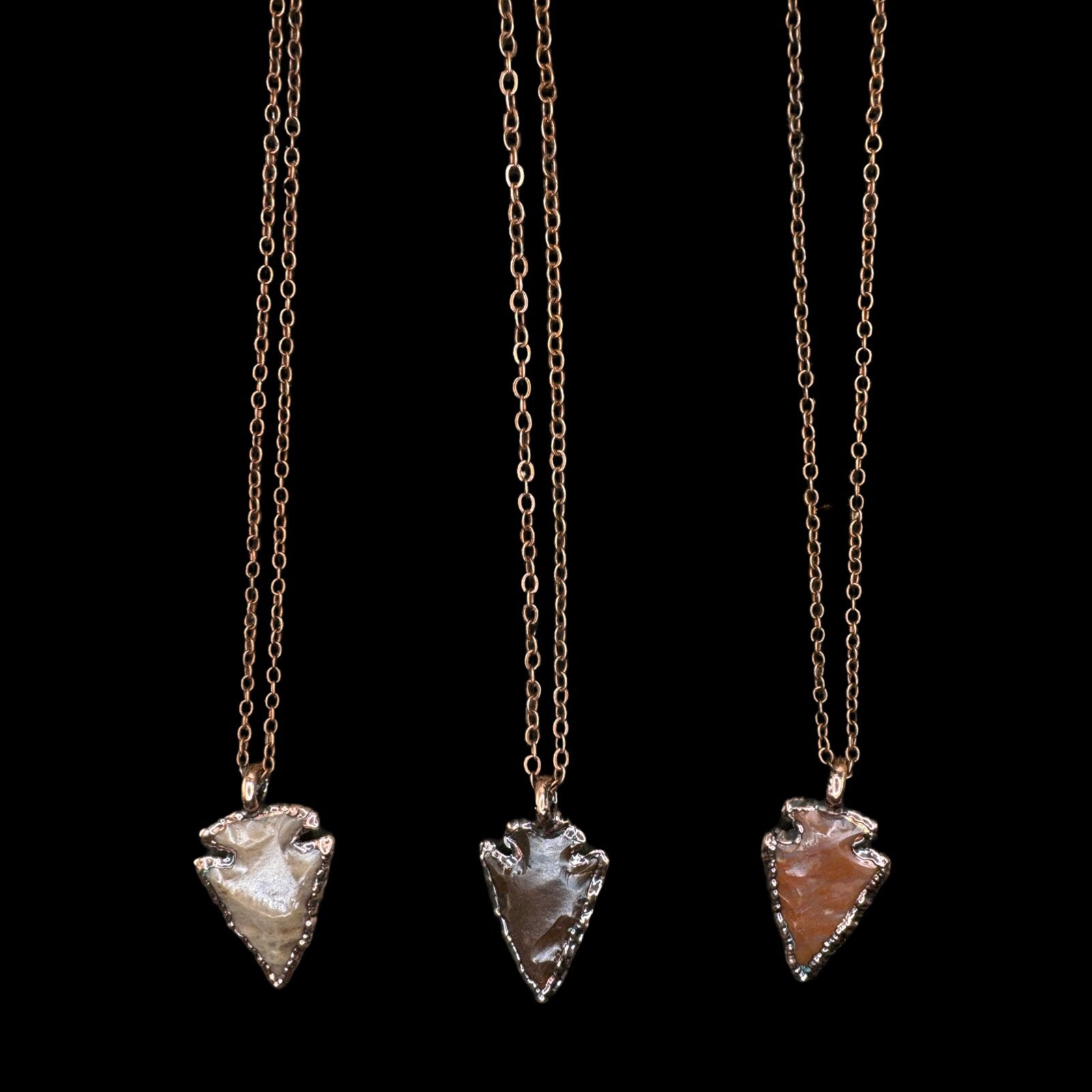 Raw Agate Arrowhead Necklace: Electroformed Copper Jewelry