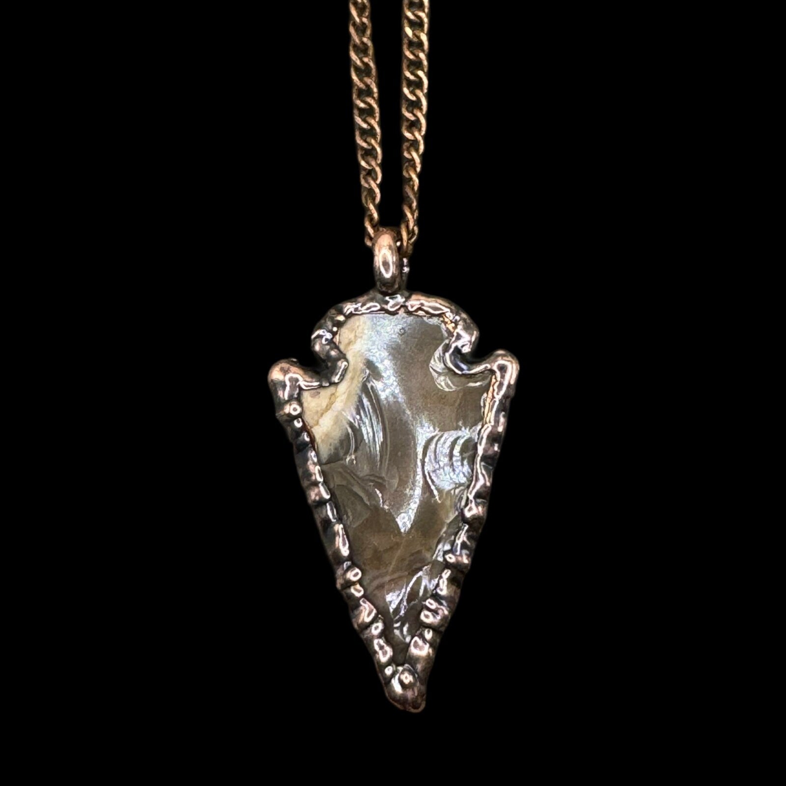 Raw Agate Arrowhead Necklace: Electroformed Copper Jewelry