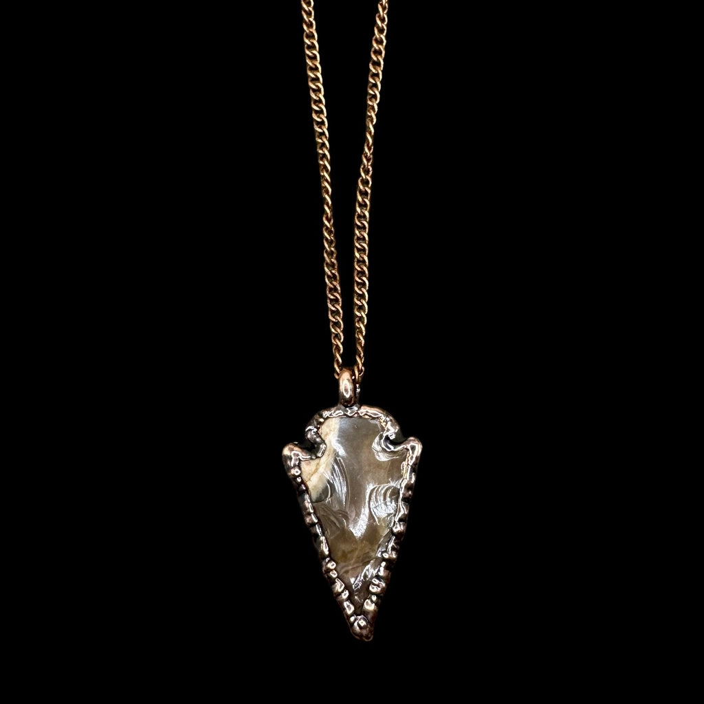 Raw Agate Arrowhead Necklace: Electroformed Copper Jewelry