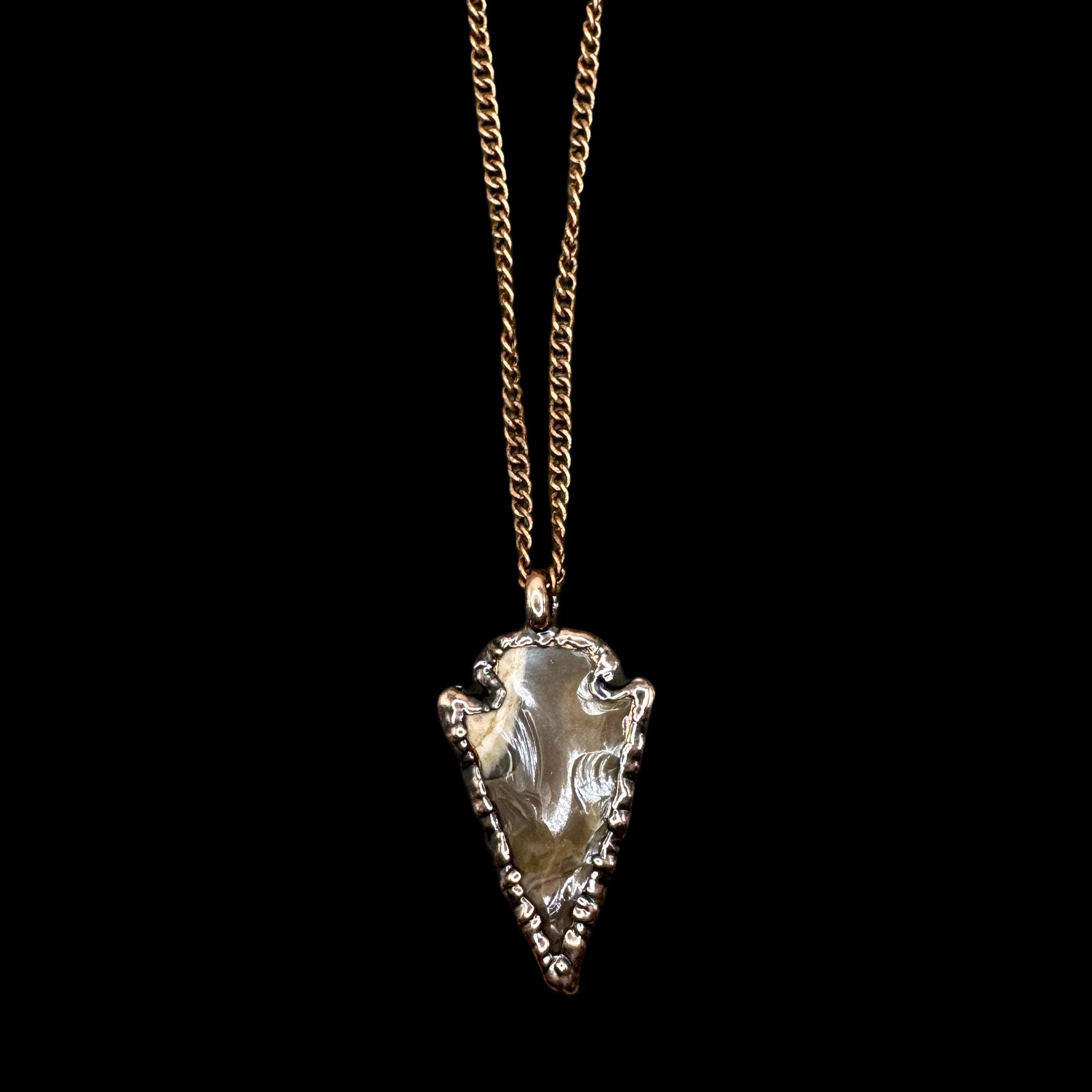 Raw Agate Arrowhead Necklace: Electroformed Copper Jewelry