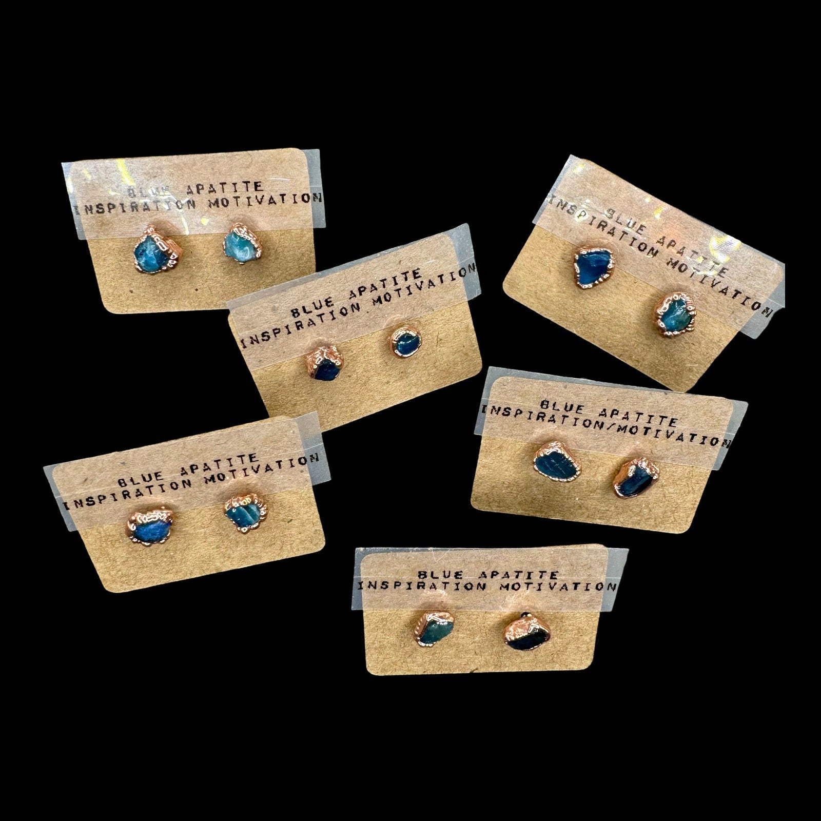 Electroformed Copper Blue Apatite Stud Earrings: Hypoallergenic