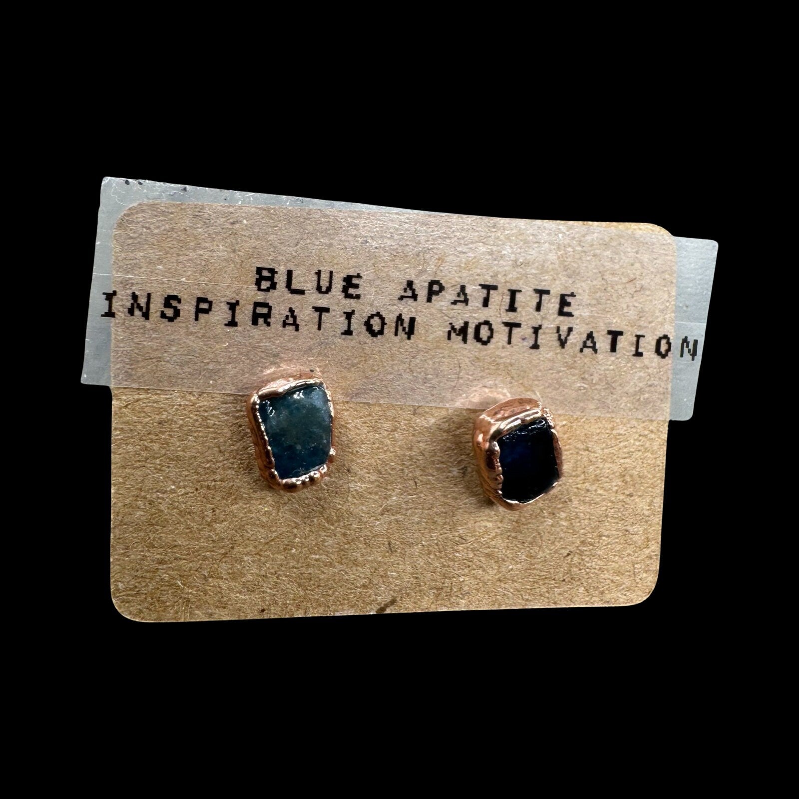 Electroformed Copper Blue Apatite Stud Earrings: Hypoallergenic