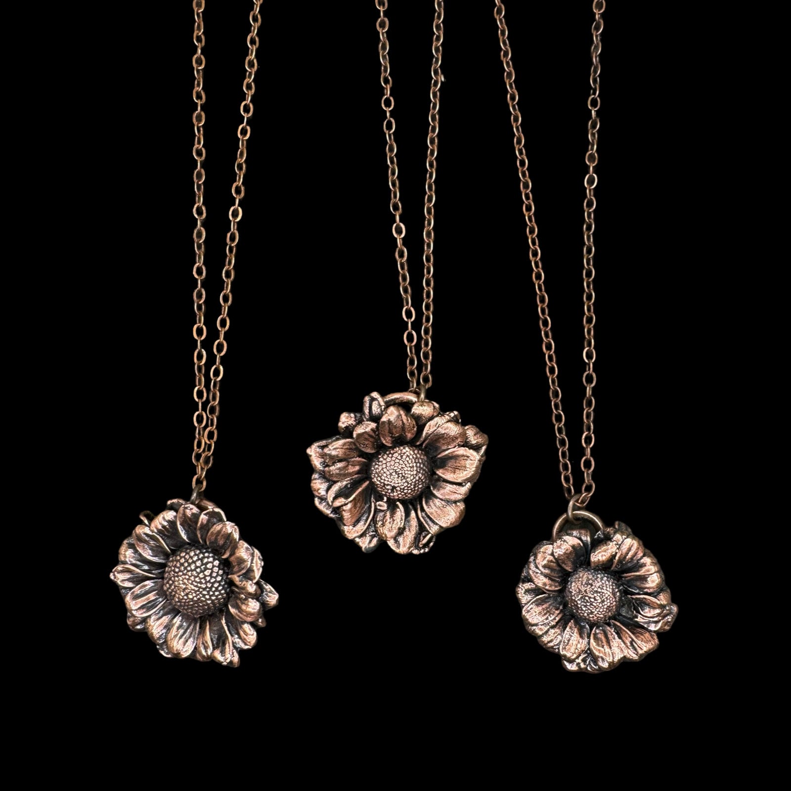 Real Coneflower Necklace: Handmade Electroformed Copper Pendant