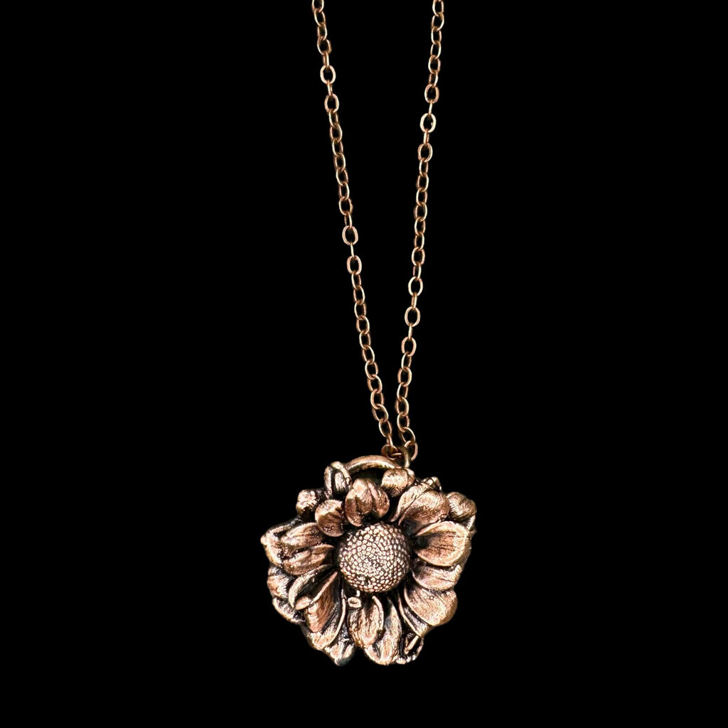 Real Coneflower Necklace: Handmade Electroformed Copper Pendant