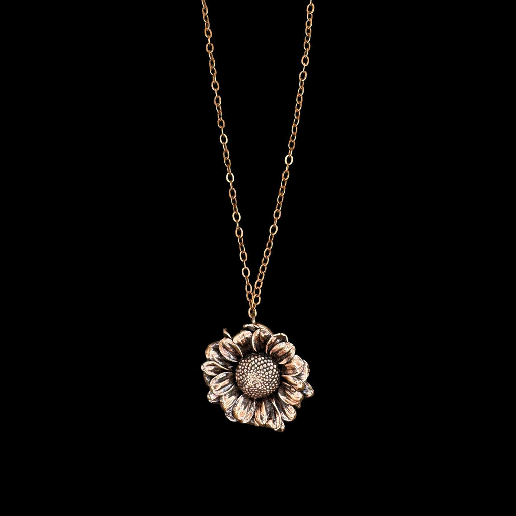 Real Coneflower Necklace: Handmade Electroformed Copper Pendant