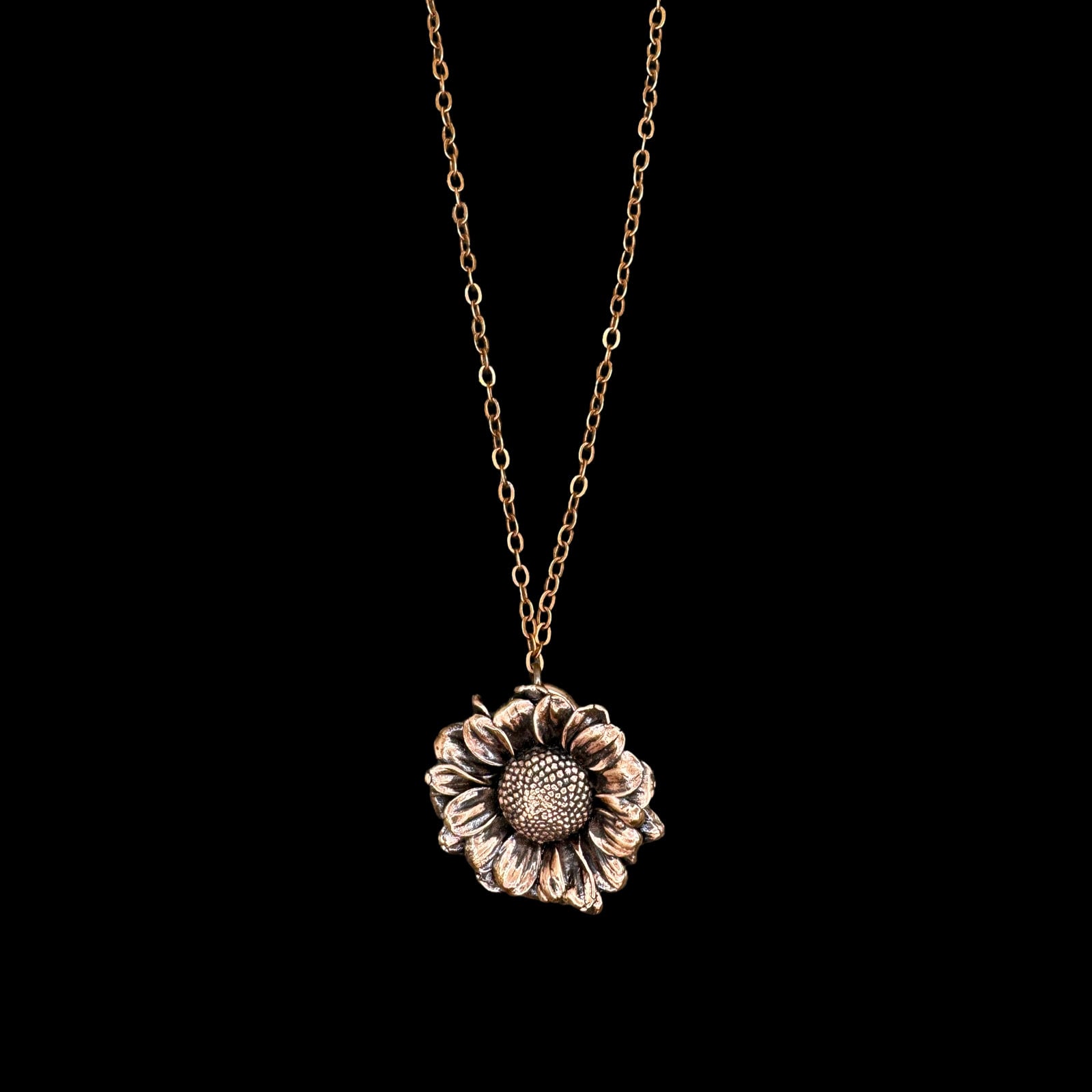 Real Coneflower Necklace: Handmade Electroformed Copper Pendant