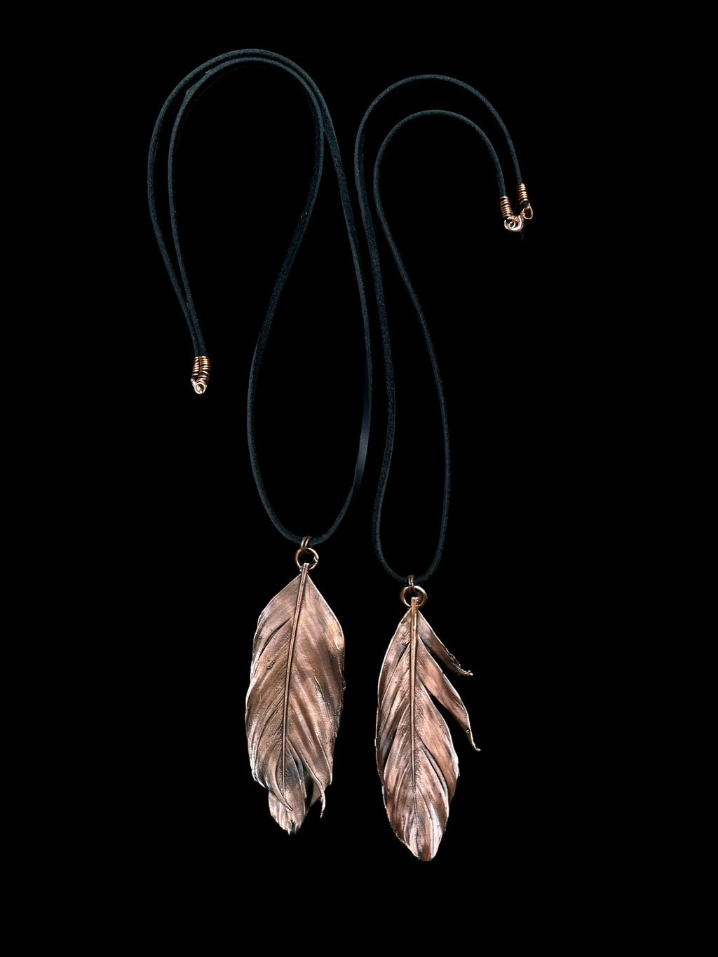 Electroformed Copper Feather Necklace: Nature Inspired Boho Jewelry
