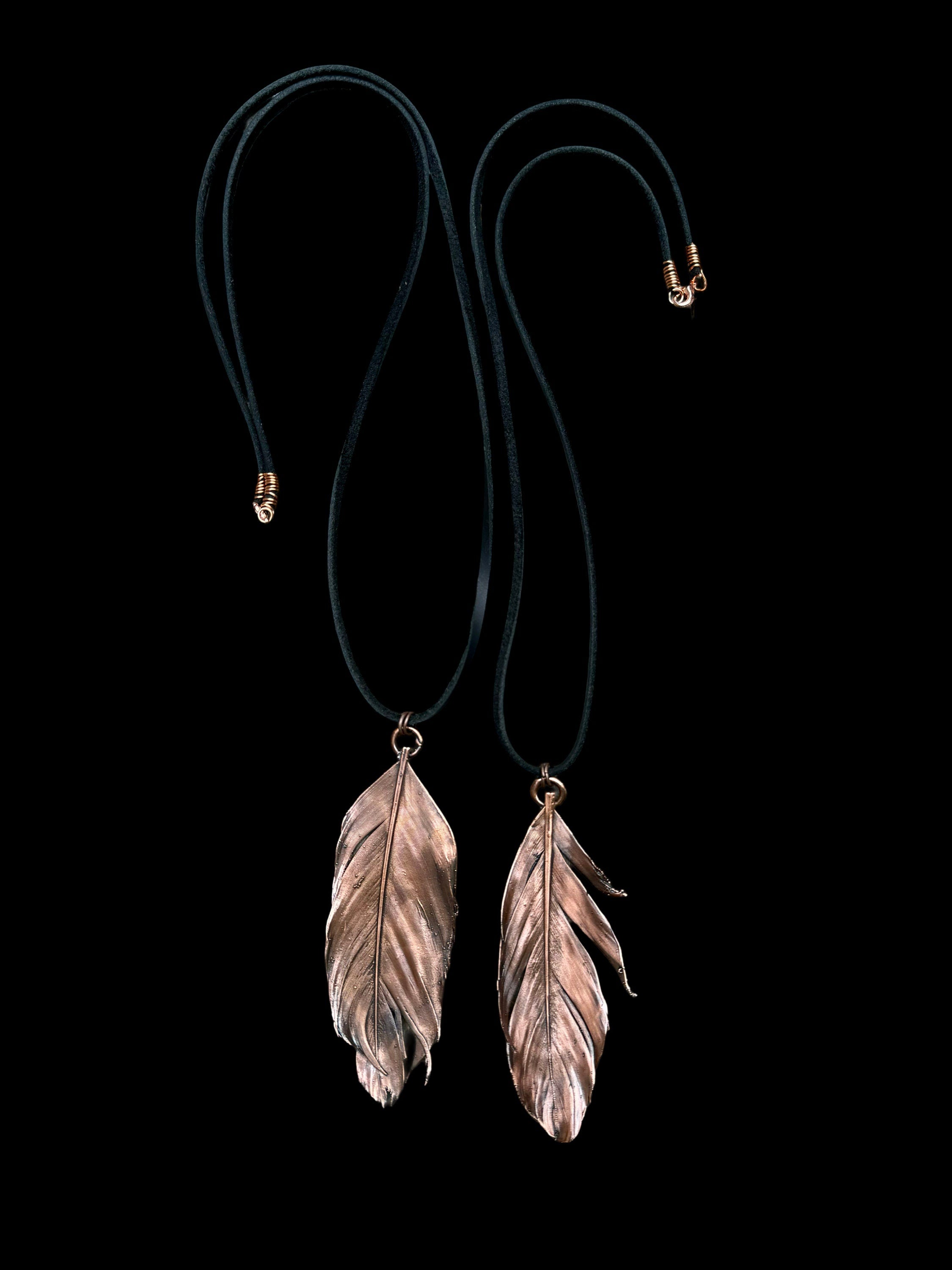 Electroformed Copper Feather Necklace: Nature Inspired Boho Jewelry