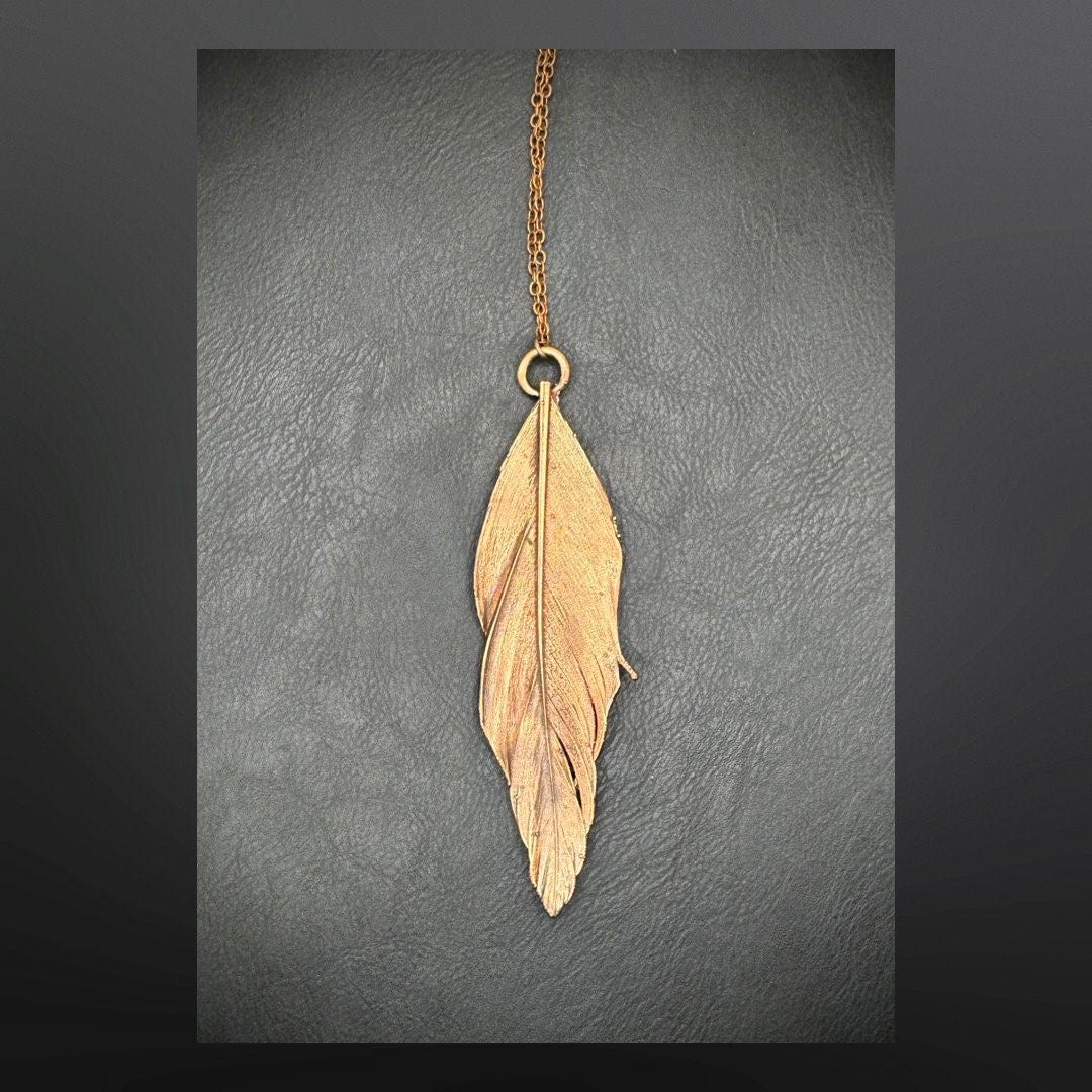 Electroformed Copper Feather Necklace: Nature Inspired Boho Jewelry