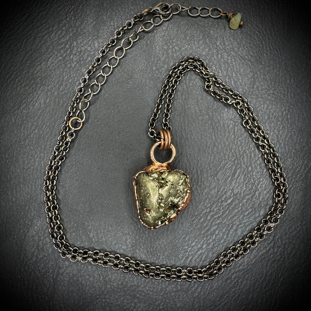 Pyrite Necklace / Necklace for Men / Electroformed Copper