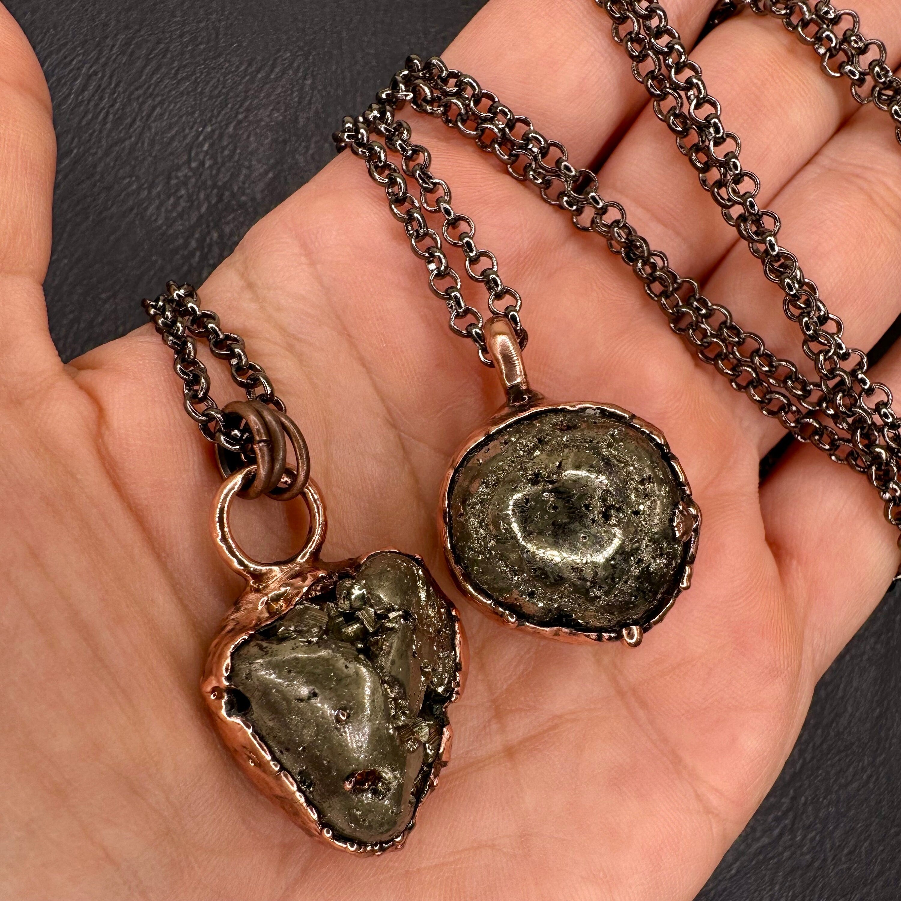 Pyrite Necklace / Necklace for Men / Electroformed Copper