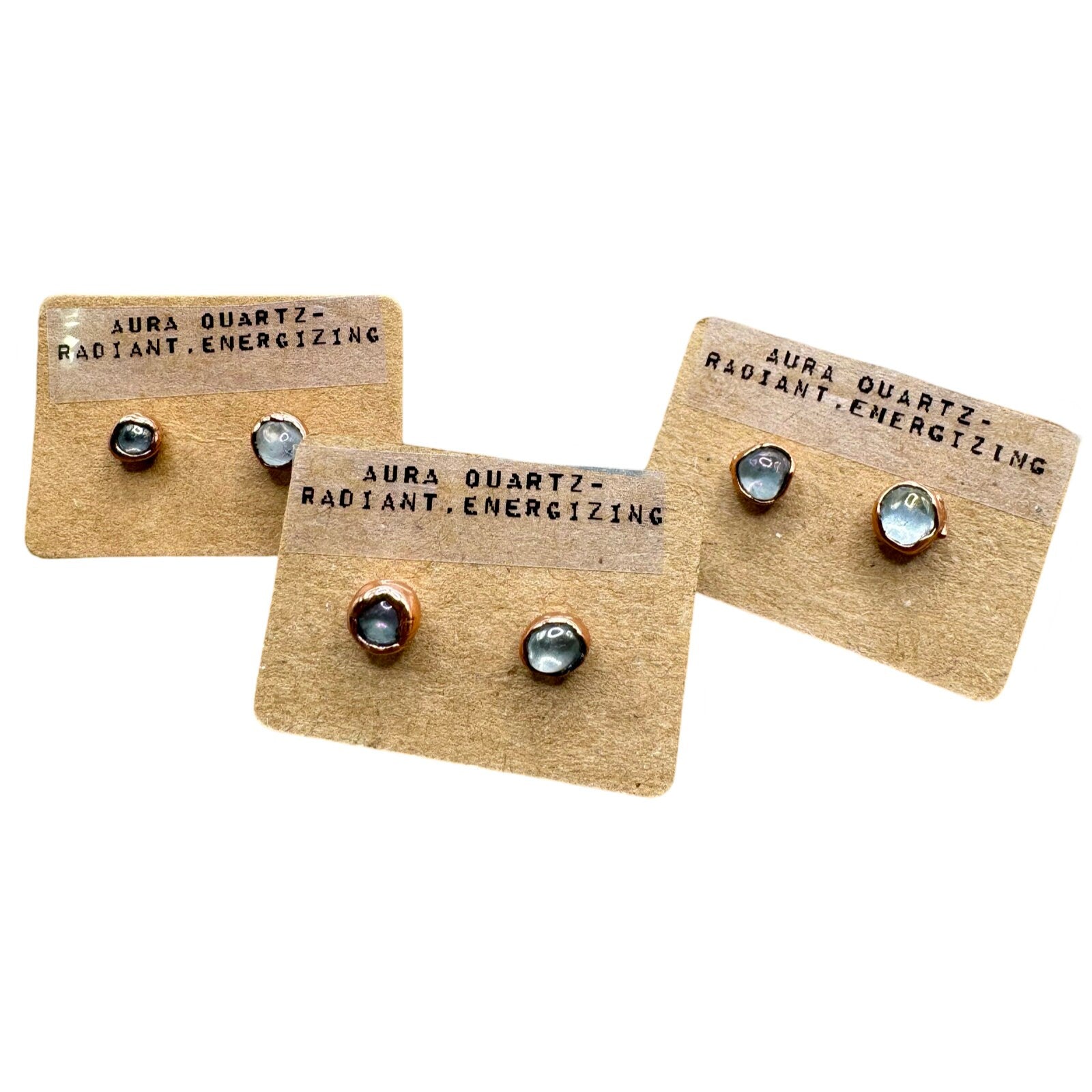 Aura Quartz Earrings  / Crystal Stud Earrings / Electroformed Copper Jewelry