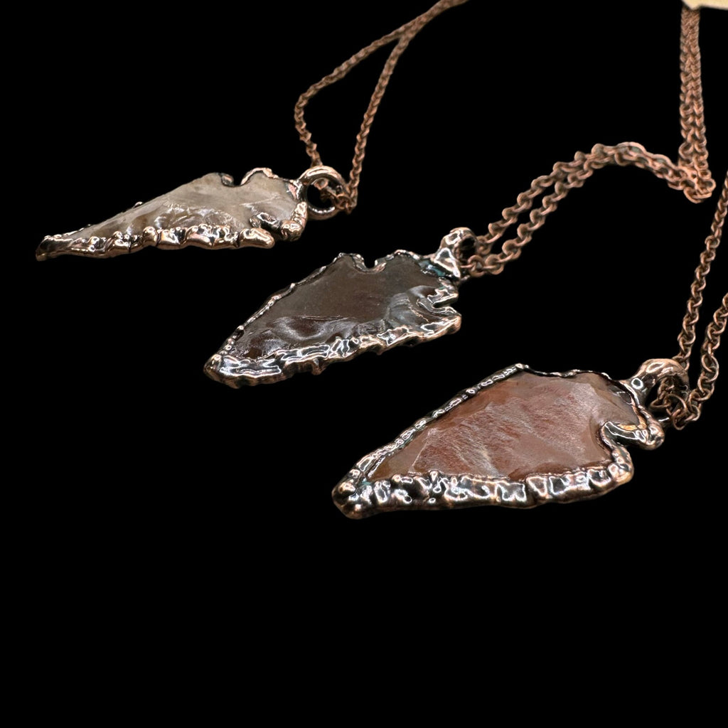 Raw Agate Arrowhead Necklace: Electroformed Copper Jewelry