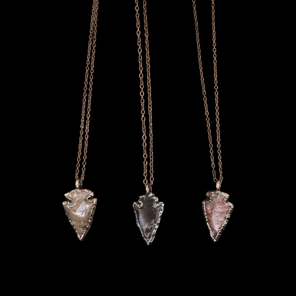 Raw Agate Arrowhead Necklace: Electroformed Copper Jewelry