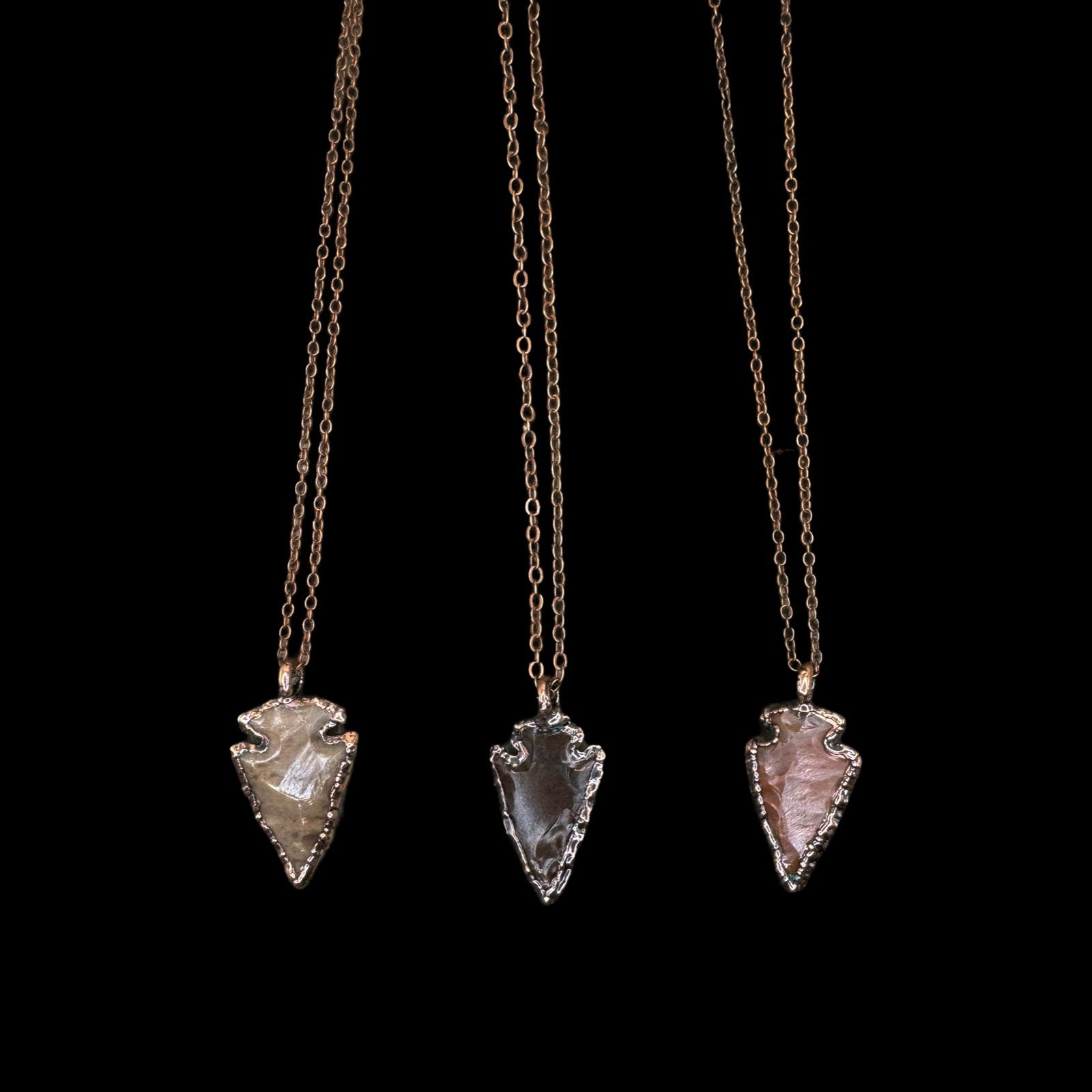 Raw Agate Arrowhead Necklace: Electroformed Copper Jewelry
